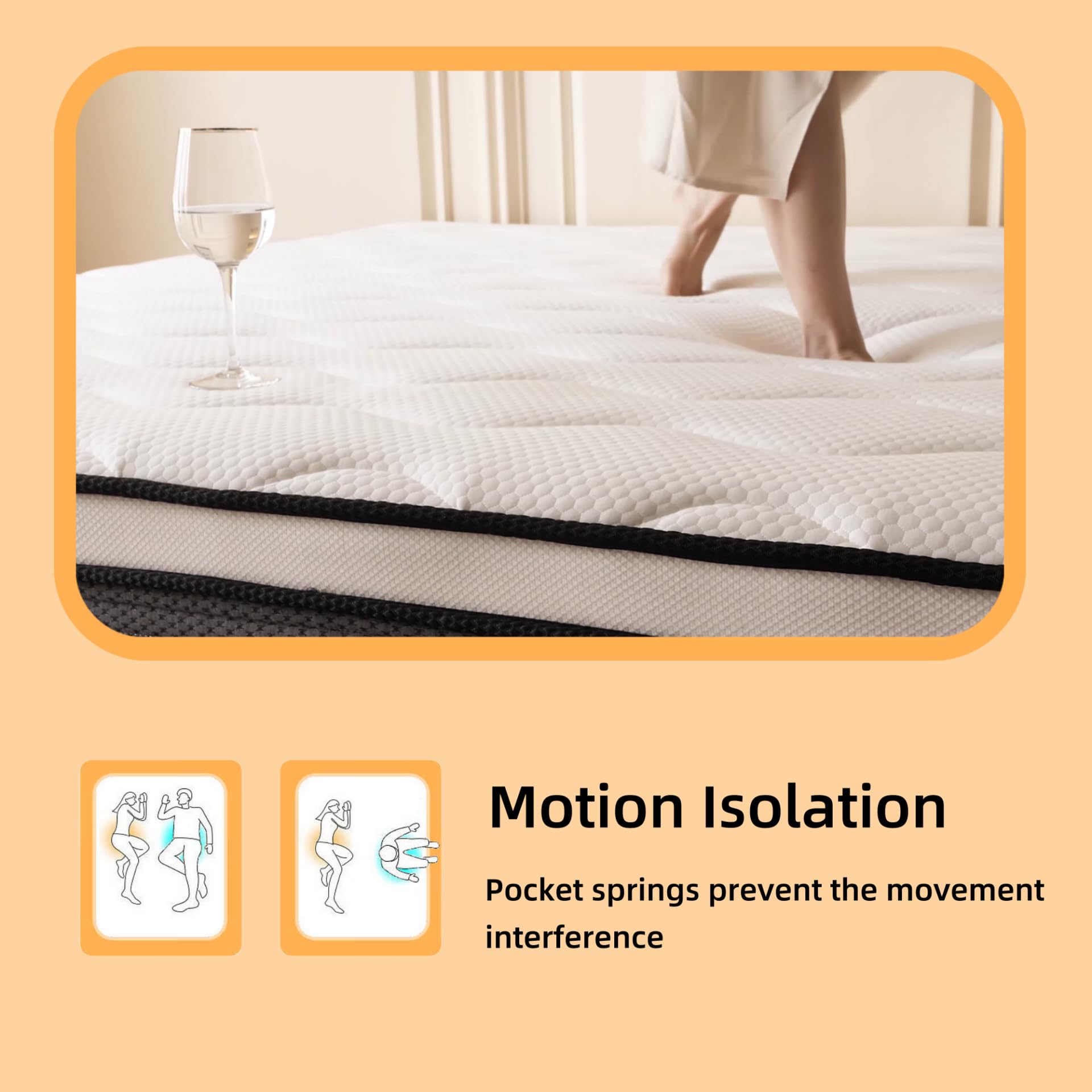 10 Inch Queen Size Memory Foam Hybrid Mattress in a Box with Pocket Springs - Motion Isolation, Pressure Relief & Silent Sleep - Medium Firm Plush Feel - Perfect for Bedrooms, Guest Rooms & Apartments