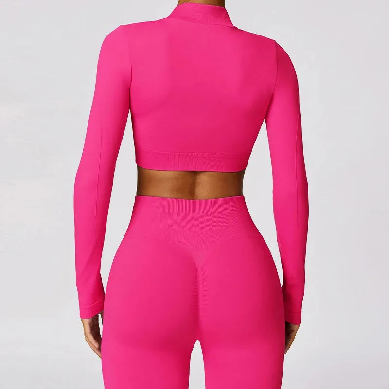 Women's Seamless Long Sleeve Gym Crop Top - Quick Dry Yoga Shirt, Sports Short Jacket for Workout, Running & Activewear | Perfect for Yoga, Gym, Pilates & Outdoor Activities
