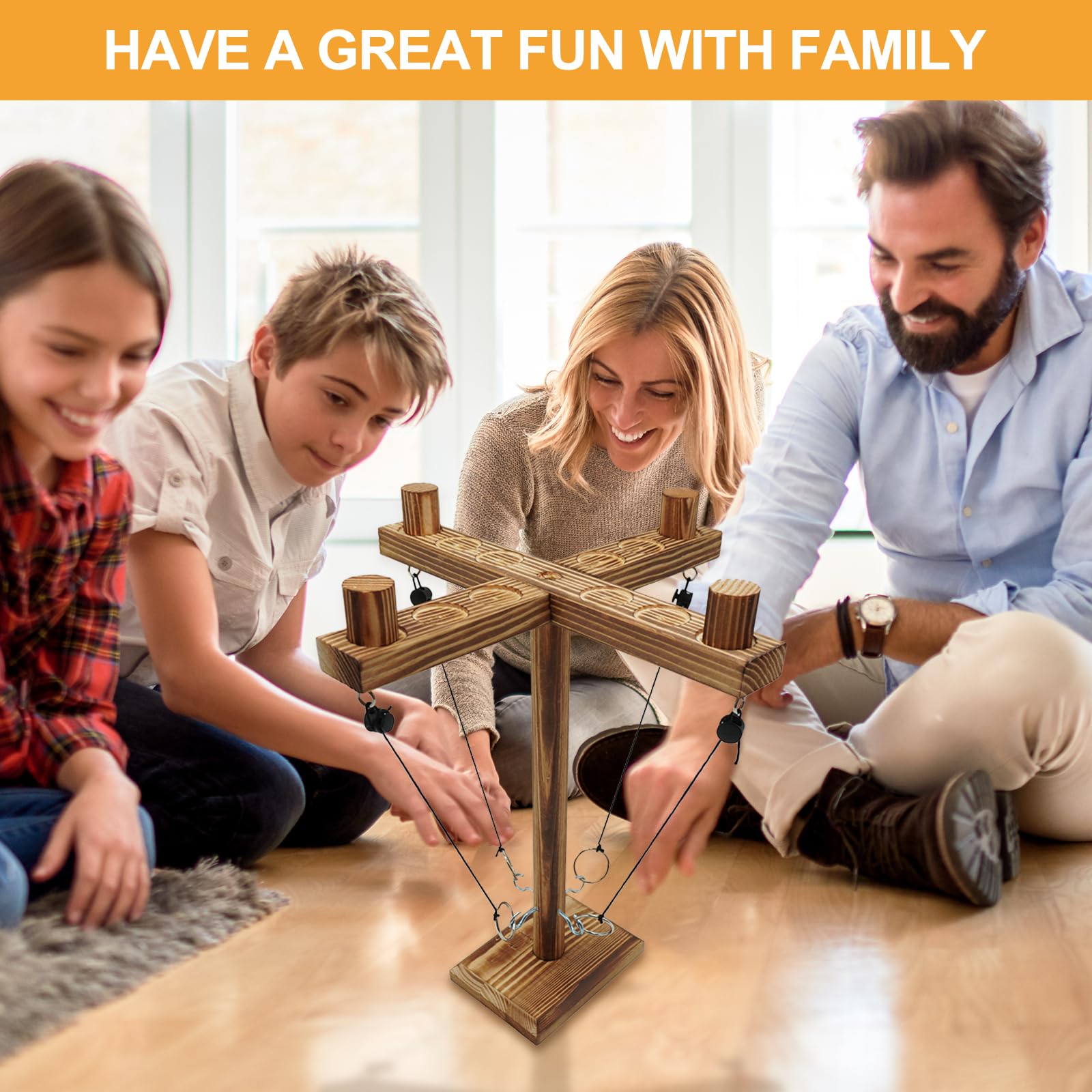 Premium Hook and Ring Toss Game for Adults - Large Ring on String Tabletop Game - Fun Bar, Family & Party Entertainment - Perfect for Indoor & Outdoor Gatherings, Backyard BBQs, and Game Nights