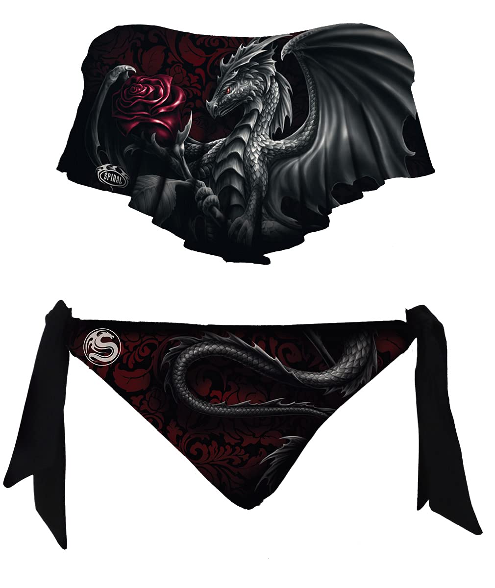 Dragon Rose Spiral Allover Flapover Bikini Swimsuit for Women - XL Size - Sexy Beachwear for Pool Party & Summer Vacation