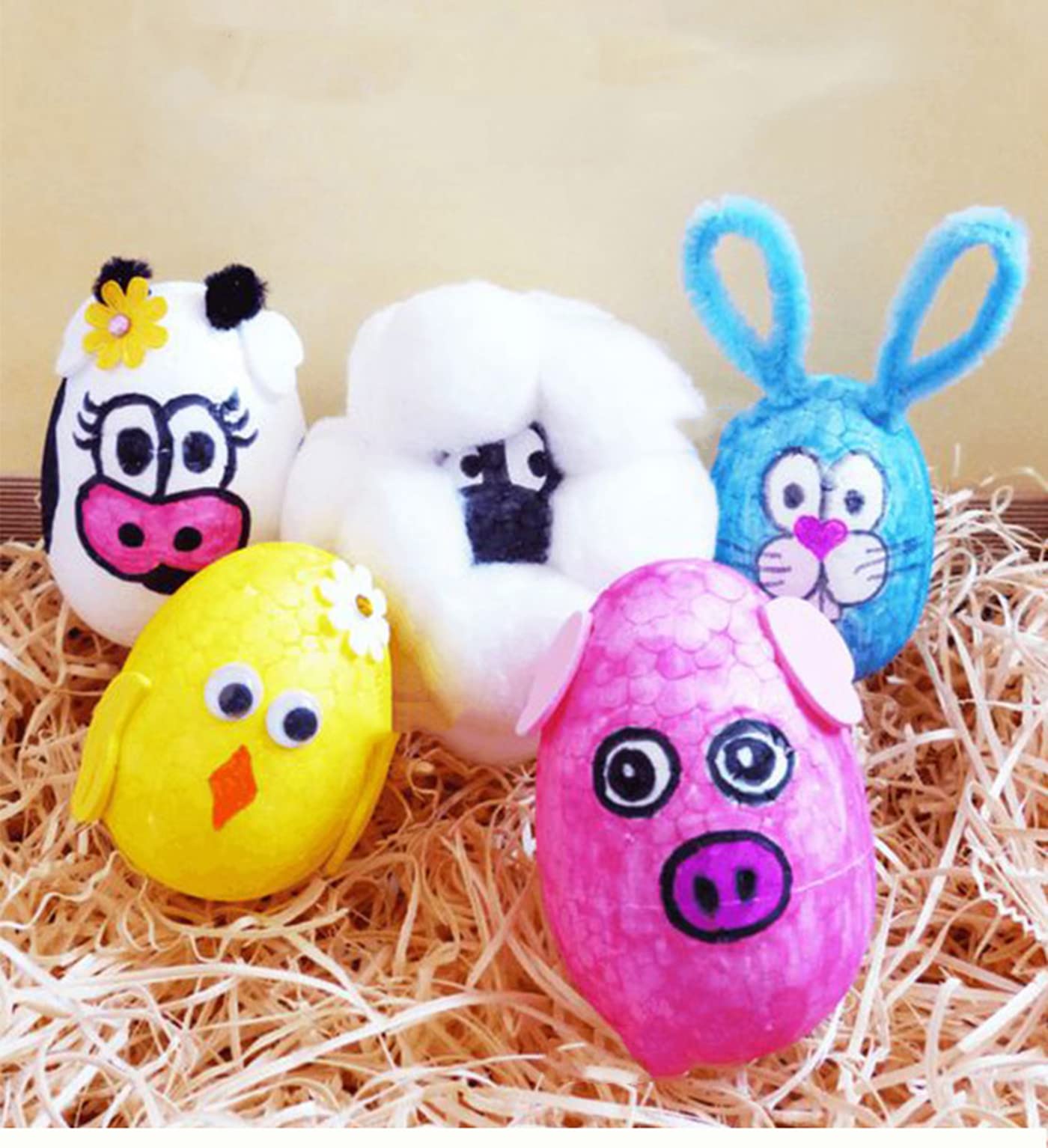 FFchuanhe 18-Pack 4 Inch White Polystyrene Foam Easter Eggs for DIY Crafts - Perfect for Easter Decorations, Halloween Projects, School Activities & Home Decor