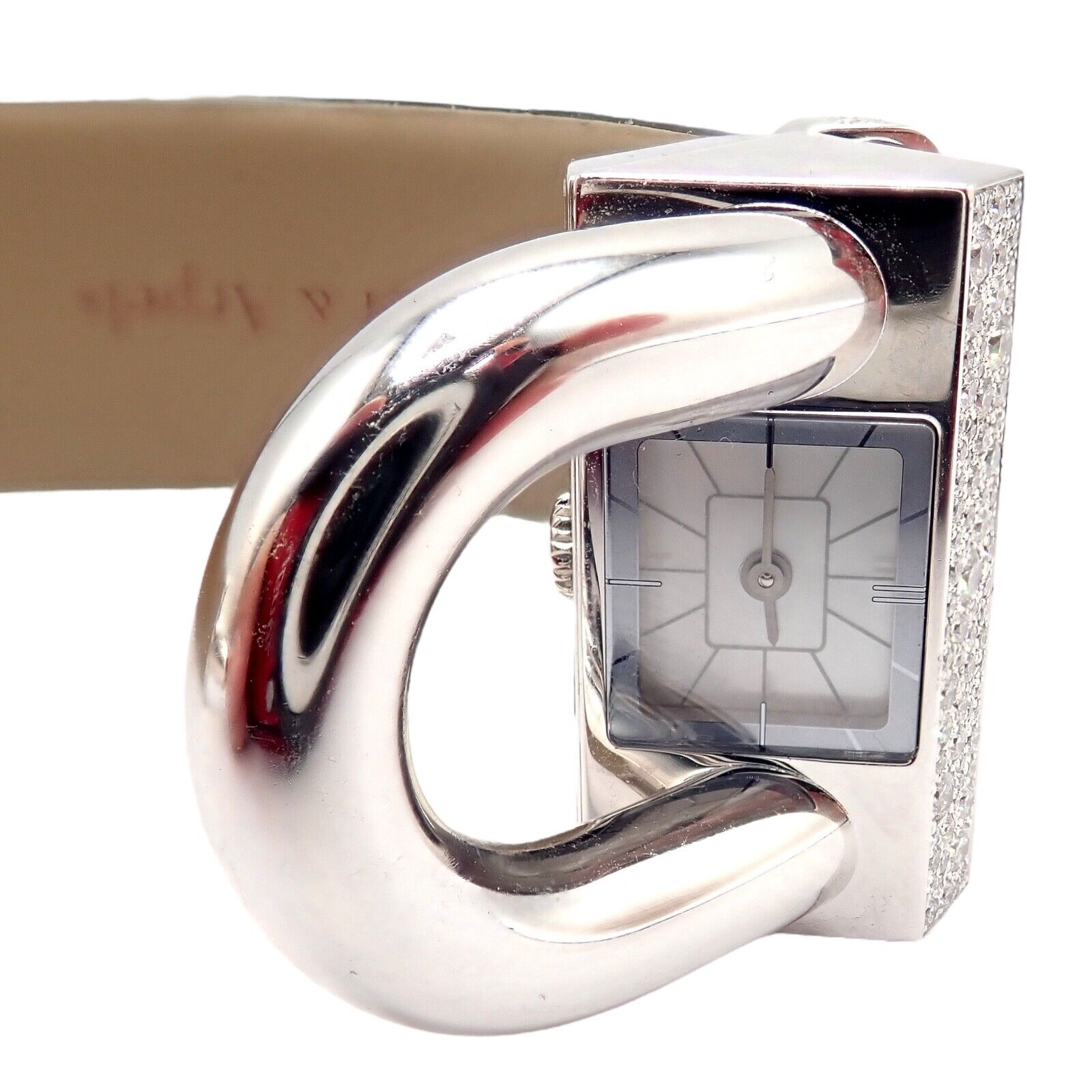Authentic Van Cleef & Arpels 18K White Gold Diamond Cadenas Alligator Watch - Luxury Women's Dress Watch for Special Occasions & Evening Events