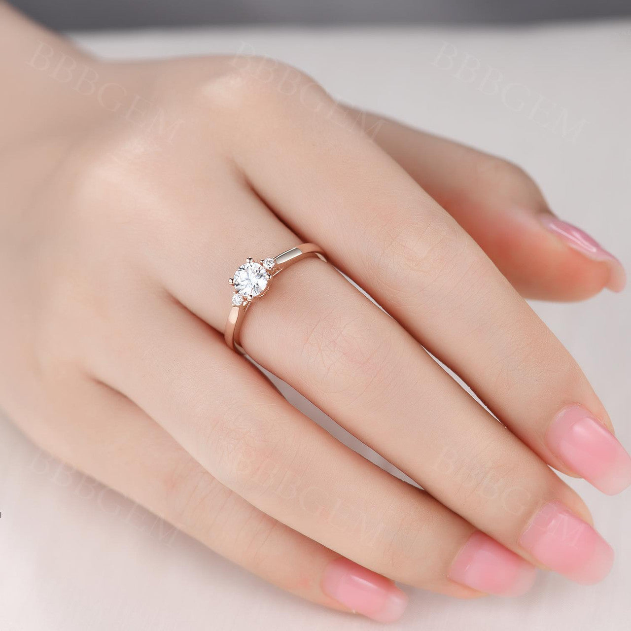 14K/18K Yellow Gold Moissanite Diamond Engagement Ring - 0.5 Carat Three Stone Promise Ring for Women, Wedding, Anniversary & Proposal
