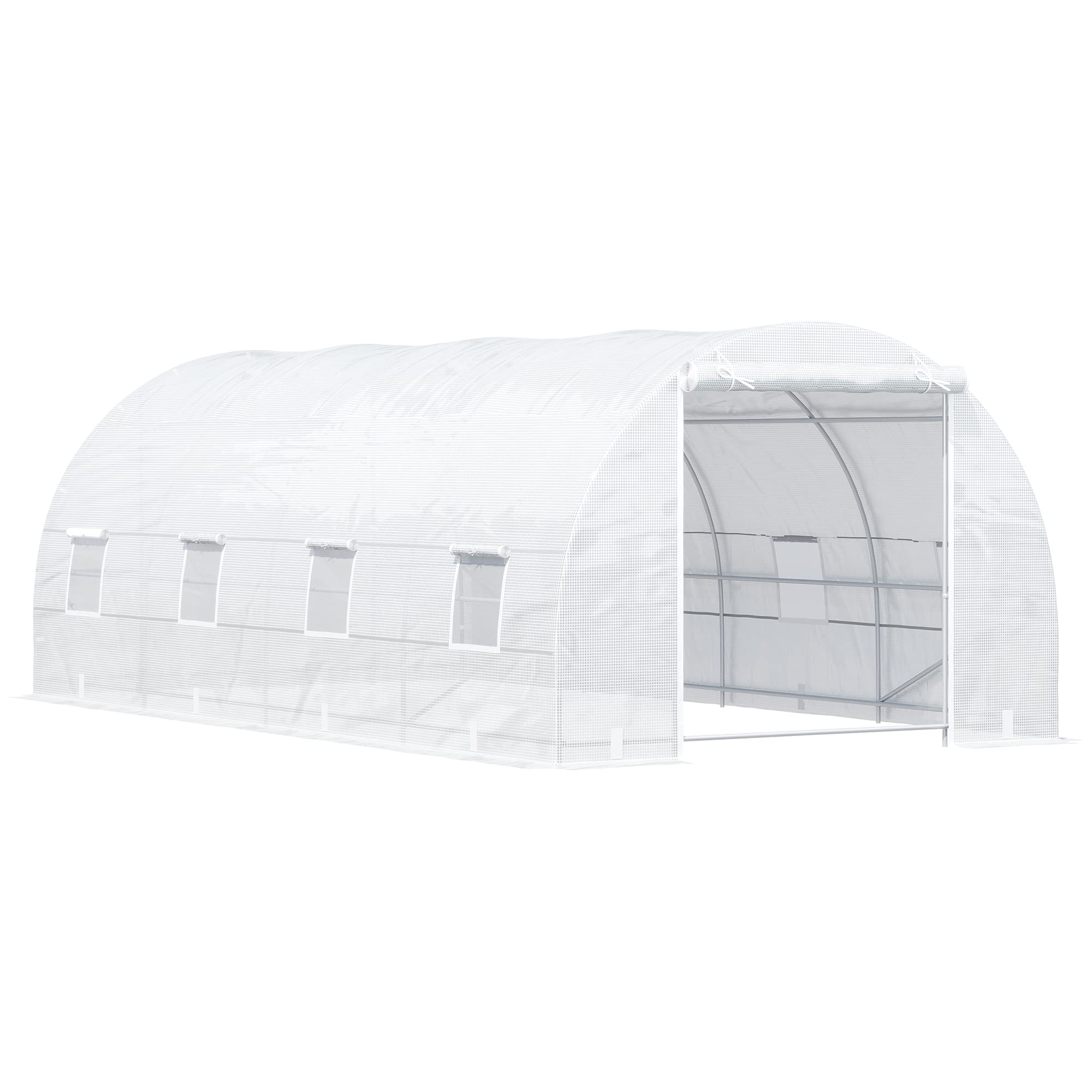 Outsunny 20' x 10' x 7' Walk-in Greenhouse with Zippered Door & 8 Mesh Windows - Large Galvanized Steel Frame Garden Greenhouse Kit for Vegetables, Flowers & Plants - Perfect for Backyard Gardening & Year-Round Plant Protection