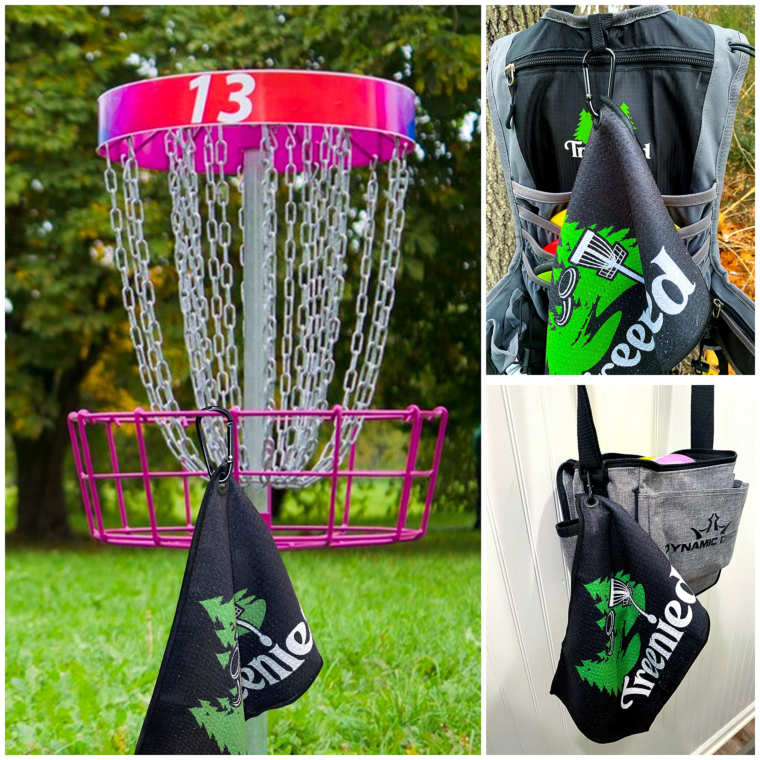 Premium Microfiber Disc Golf Towel with Carabiner Clip - Durable Golf Disc Cleaner & Essential Disc Golf Accessory - Perfect for Attaching to Golf Bags & Quick Cleaning During Play