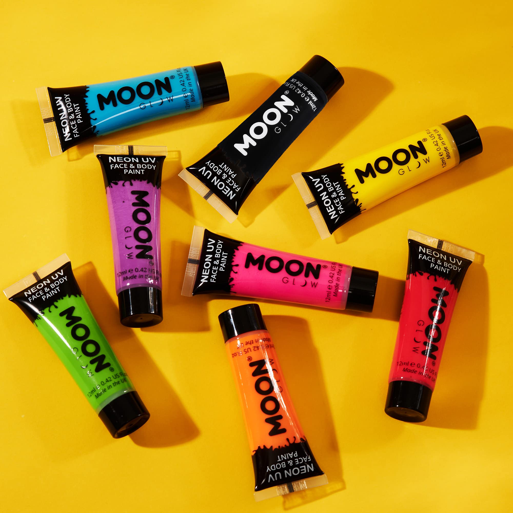 0.42oz Neon Face & Body Paint - Black | Non-Toxic, Water-Based, Vibrant Colors for Halloween, Cosplay, Festivals & Body Art | Safe for Kids & Adults