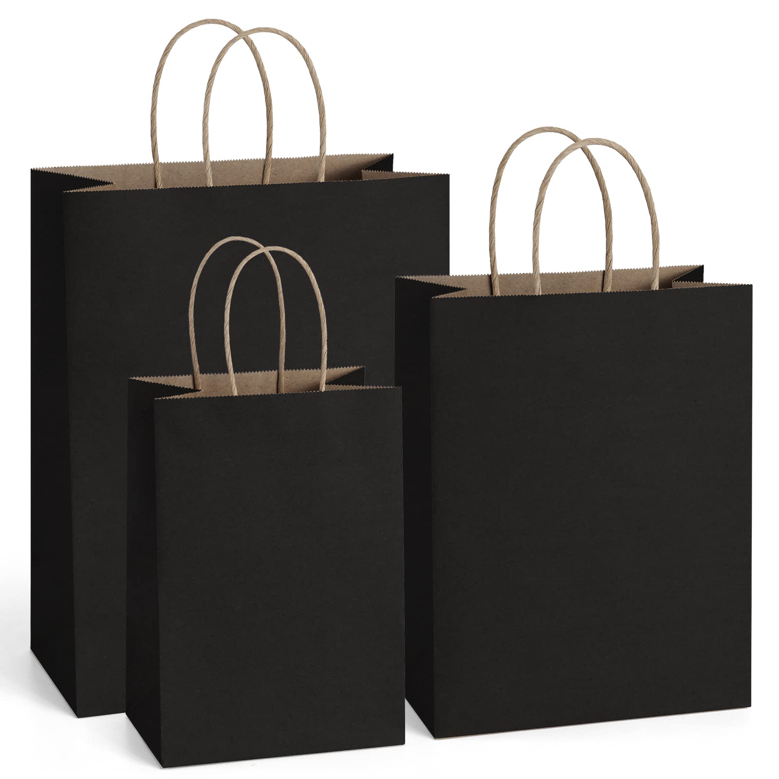 BagDream Kraft Paper Gift Bags with Handles - 5x3x8, 8x4.25x10 & 10x5x13 Inches (25 Pcs Each) - 100% Recycled Eco-Friendly Merchandise Bags for Retail, Parties, Weddings & Craft Packaging