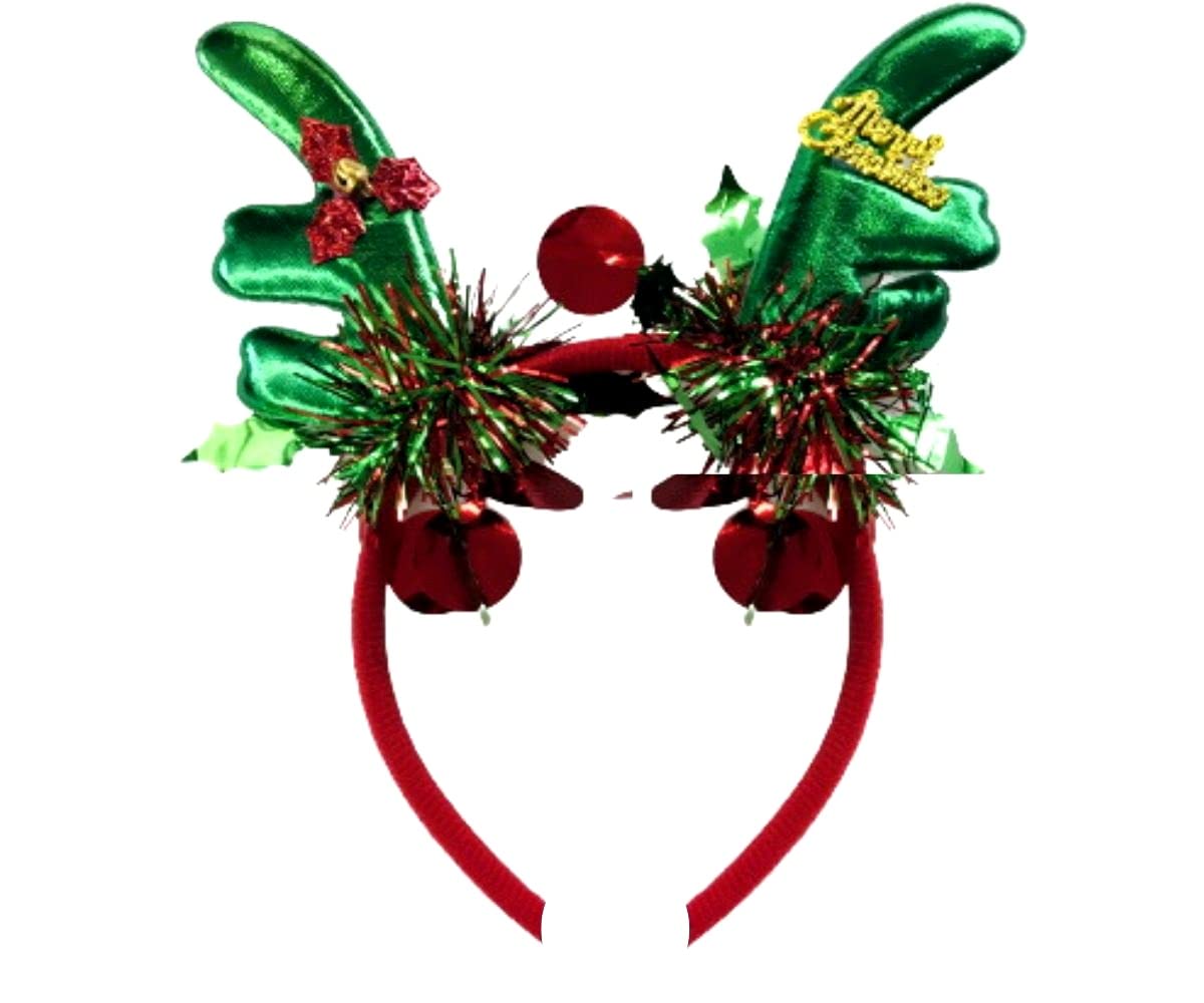 Festive Christmas Red & Green Sequin Headbands with Big Bows – Perfect for Holiday Parties, Christmas Photos & Festive Celebrations (BGR)