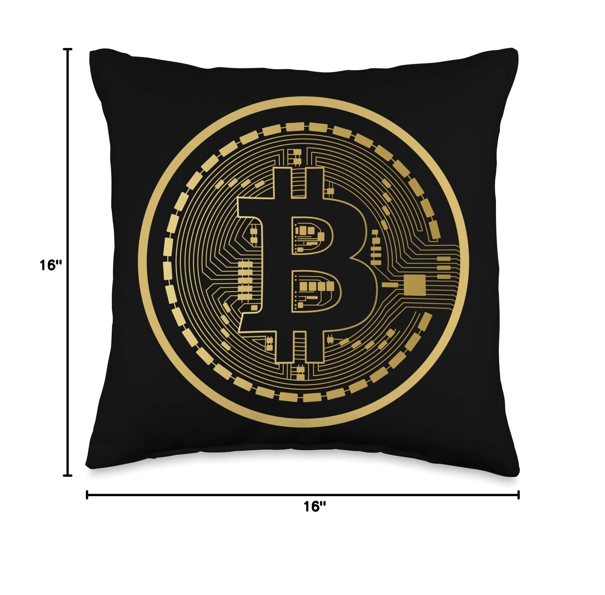 Bitcoin Cryptocurrency BTC Coin Blockchain Money Throw Pillow - Decorative Cushion for Crypto Enthusiasts, Home Office & Gaming Room Decor