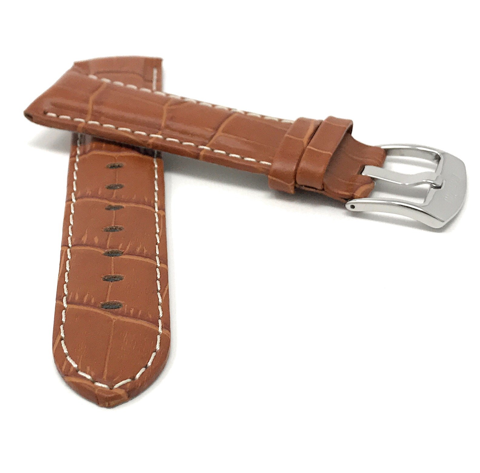 20mm Alligator Leather Watch Band for Men - Classic & Smart Watch Strap Replacement - Perfect for Office & Casual Wear