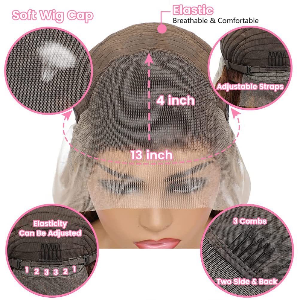 13x4 Ombre Lace Front Wigs Human Hair - Pre Plucked Brazilian Virgin Hair with Baby Hair | Blonde 13x4 Body Wave HD Lace Wig | Glueless 4/27 Colored Human Hair Wig for Women (26 Inches) - Perfect for Daily Wear, Cosplay, Parties & Special Occasions