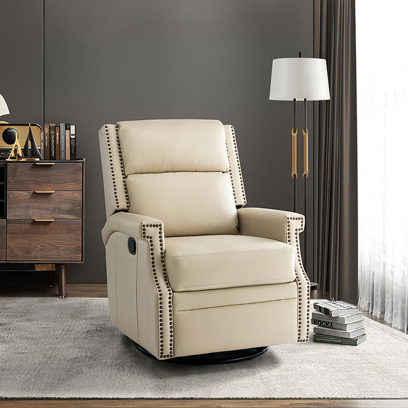 Canace Modern Genuine Leather Manual Glider Rocker Recliner Chair - Comfortable Swivel Lounge Chair for Living Room, Nursery, and Office Relaxation