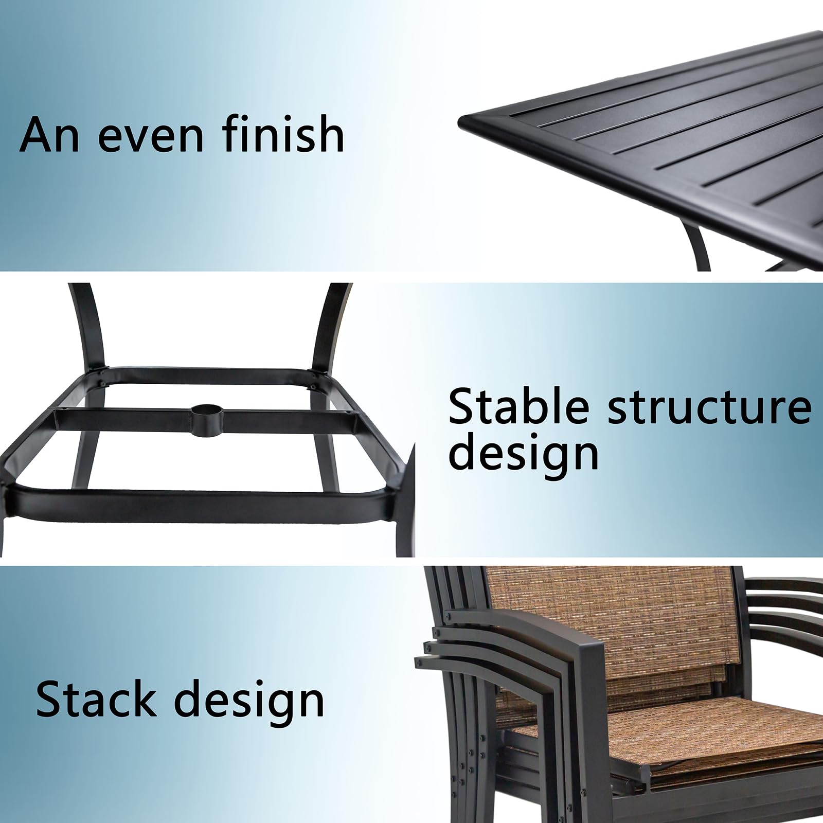LEVELEVE 5-Piece Outdoor Patio Dining Set - 4 Textilene Chairs & 1 Square 38