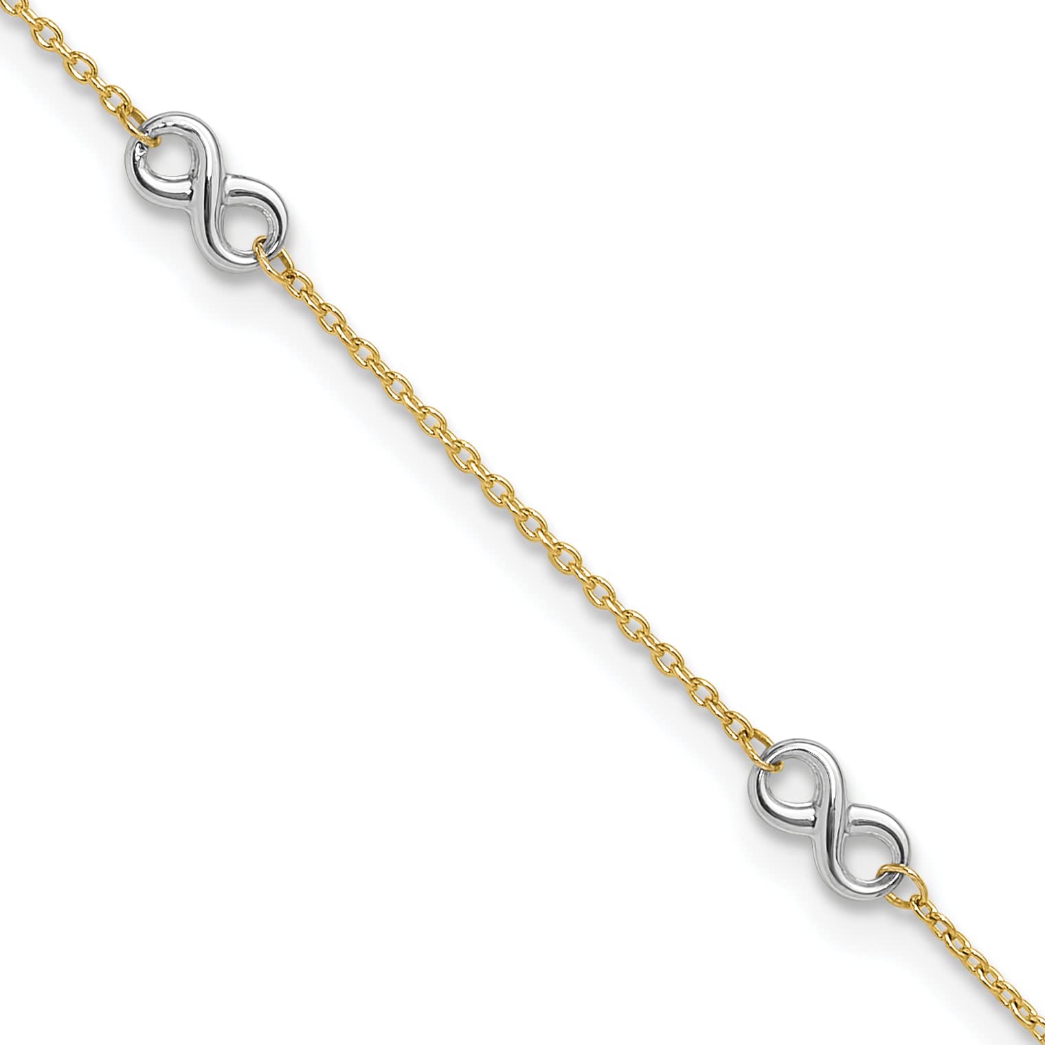 14K Gold Two-Tone Infinity Anklet with 1