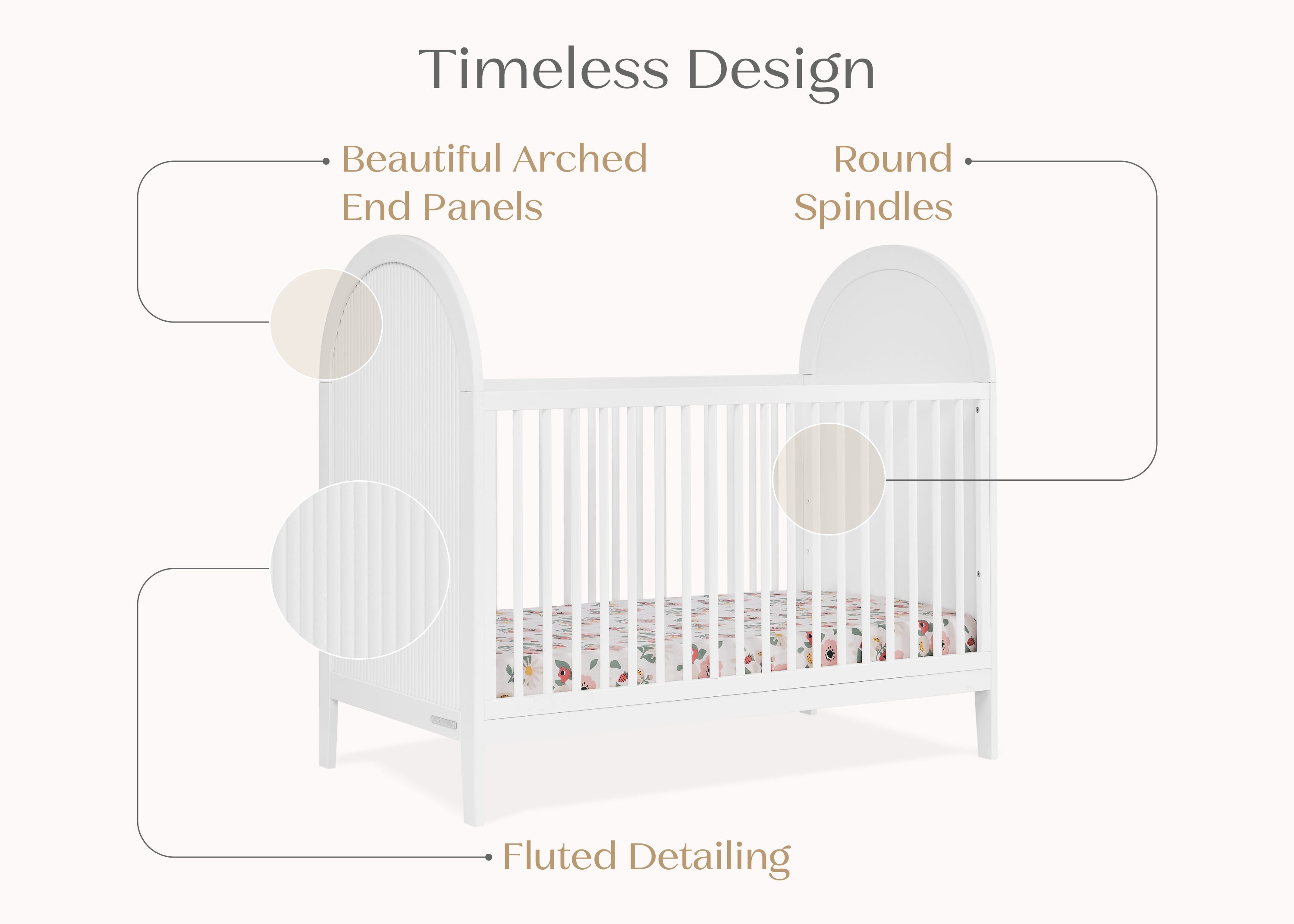 Eloise 4-in-1 Convertible Baby Crib - Toddler Bed, Daybed & Full-Size Bed Conversion - Safe Nursery Furniture for Newborns to Teens - Perfect for Bedrooms, Daycare & Guest Rooms