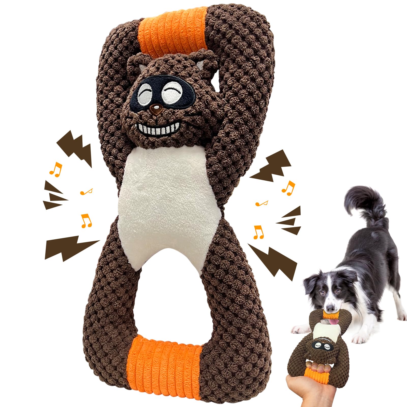 Indestructible Plush Dog Toys for Small, Medium & Large Breeds - Durable & Tough Interactive Chew Toy for Aggressive Chewers (Raccoon Design) - Perfect for Playtime, Training & Boredom Relief