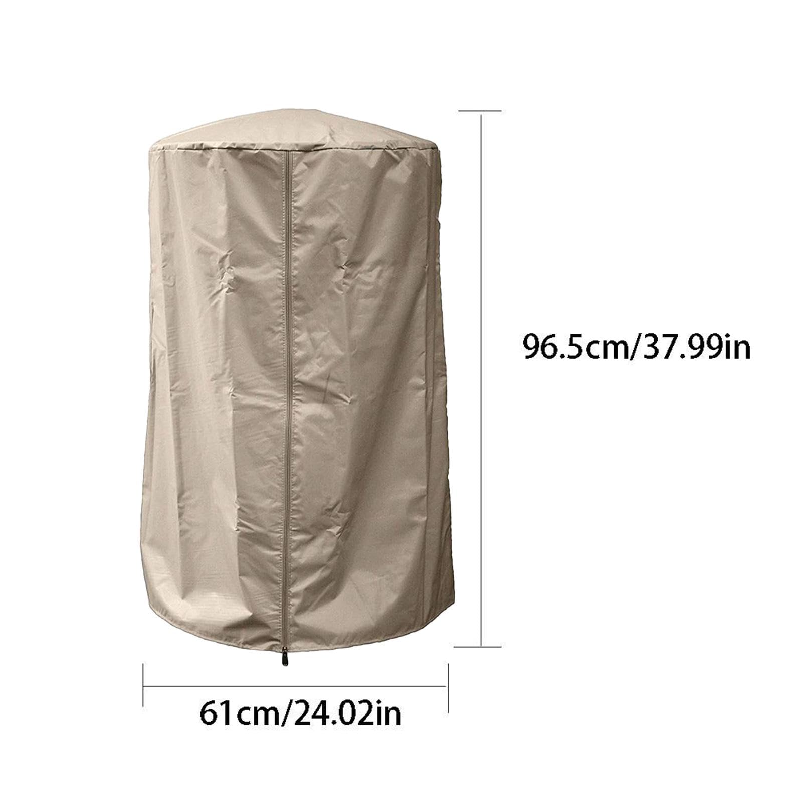 Heavy Duty Outdoor Patio Heater Cover - Winter Pool Equipment Protection, Beige Waterproof Cylinder Cover for Backyard, Deck, and Garden Use