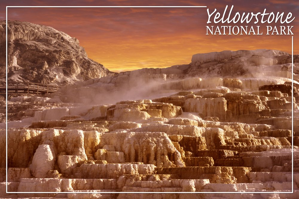 Yellowstone National Park Mammoth Hot Springs 36x54 Giclee Art Print - Premium Textured Wall Decor for Living Room, Office & Gallery Display