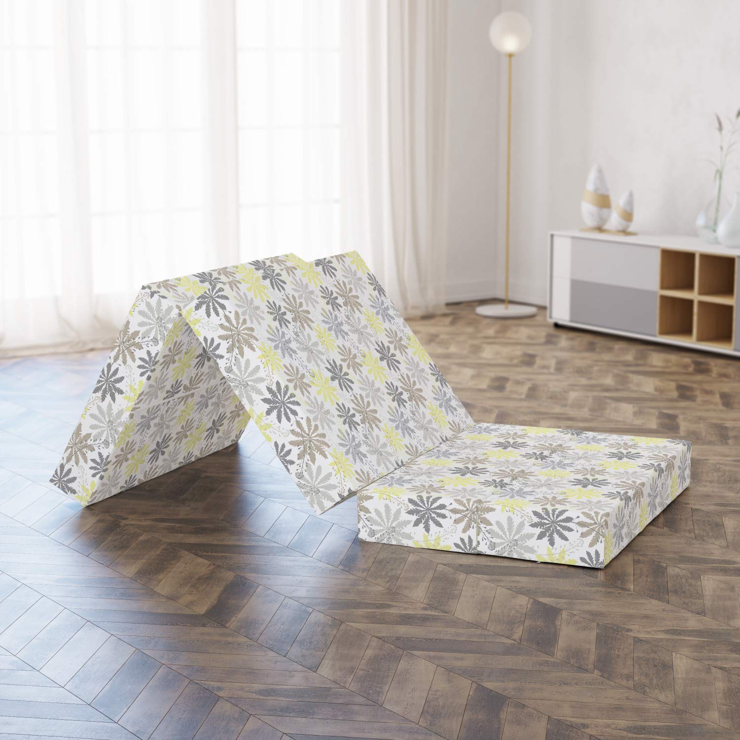 Ambesonne Floral Foldable Mattress - Shepherd's Purse Pattern, 74.8