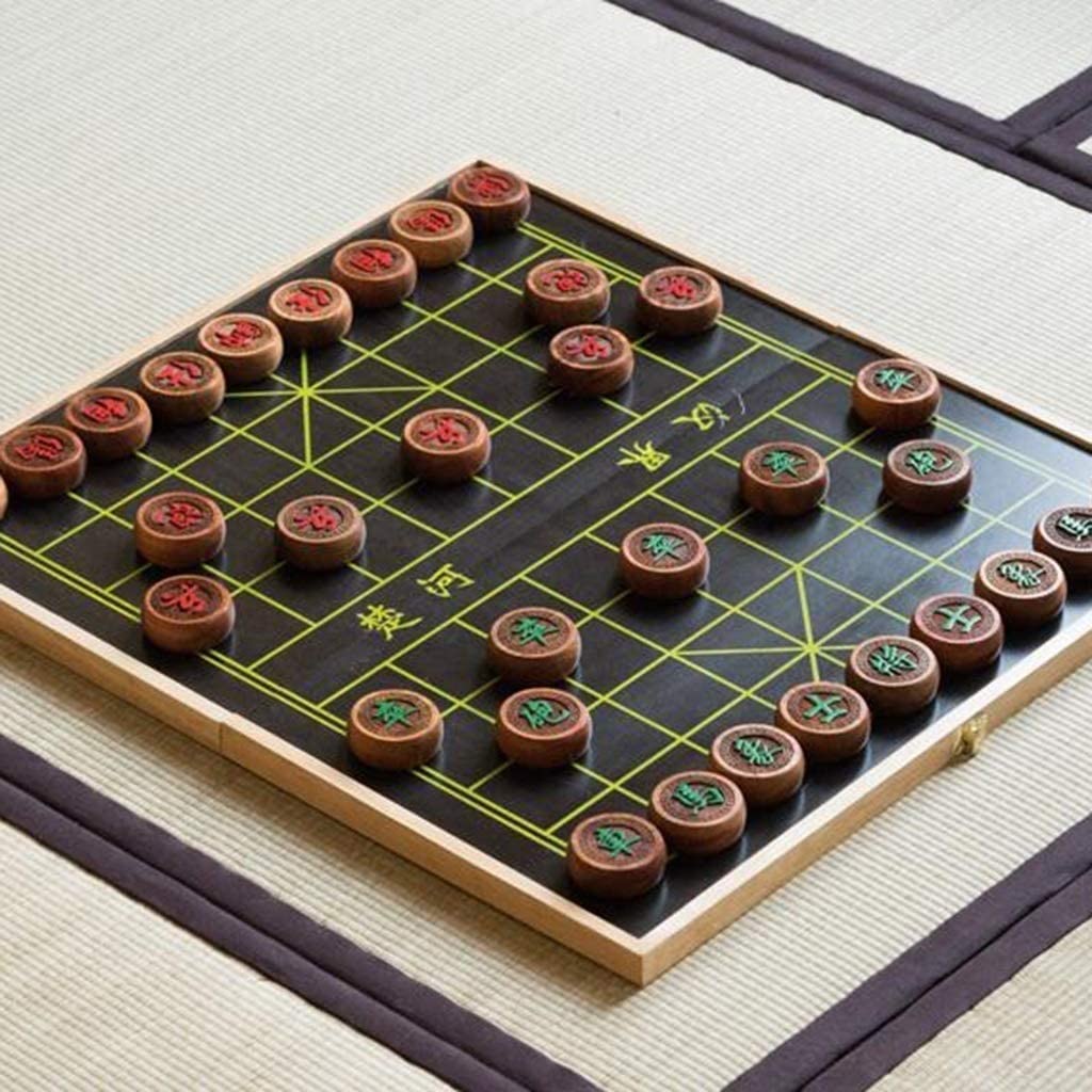 Portable Chinese Chess (Xiangqi) Travel Set with Foldable Board - Black, 59x42.5cm | Compact Xiangqi Game for Outdoor, Camping, Travel & Family Fun