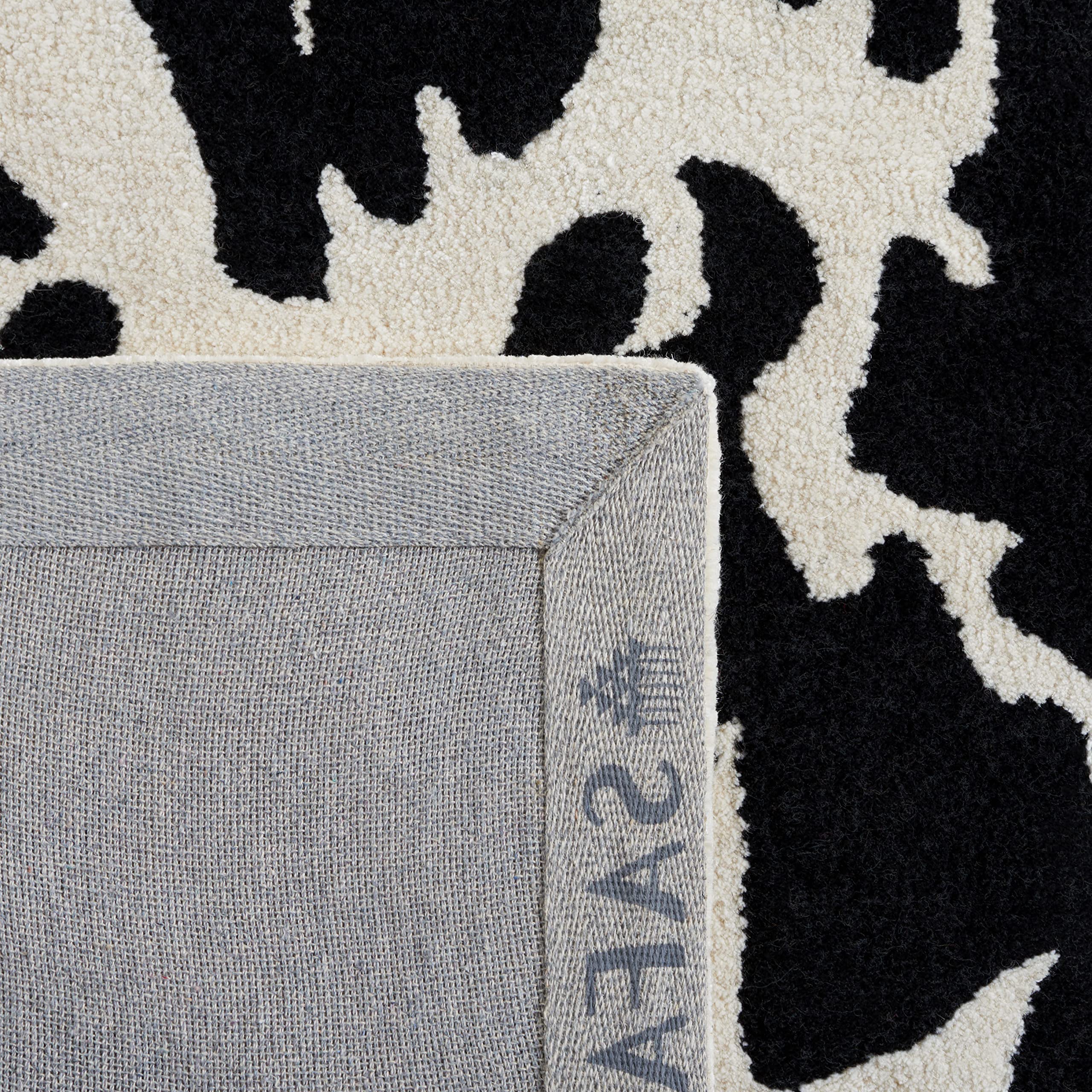 SAFAVIEH Soho Collection 8' Square Handmade Wool Area Rug - Black & Ivory - Durable for High Traffic Areas - Perfect for Living Room, Bedroom & Office Decor (SOH326A)