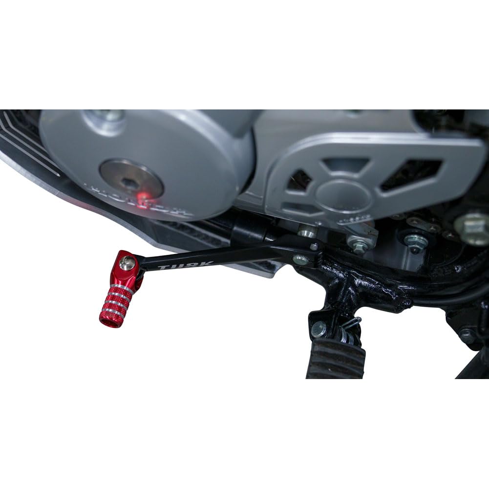 Tusk Folding Shift Lever - Black/Red Tip - Durable Motorcycle Gear Shifter for Off-Road & Dirt Bikes - Perfect for Trail Riding & Motocross Racing