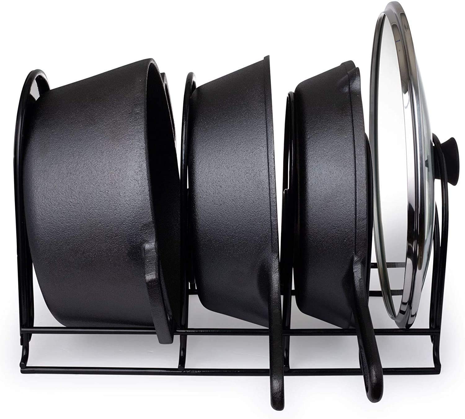 Large Black Coated Steel Plate Rack - Rust-Resistant Dish Stand & Lid Holder for Kitchen Cabinet Storage | Organize Pots, Pans & Utensils in Style