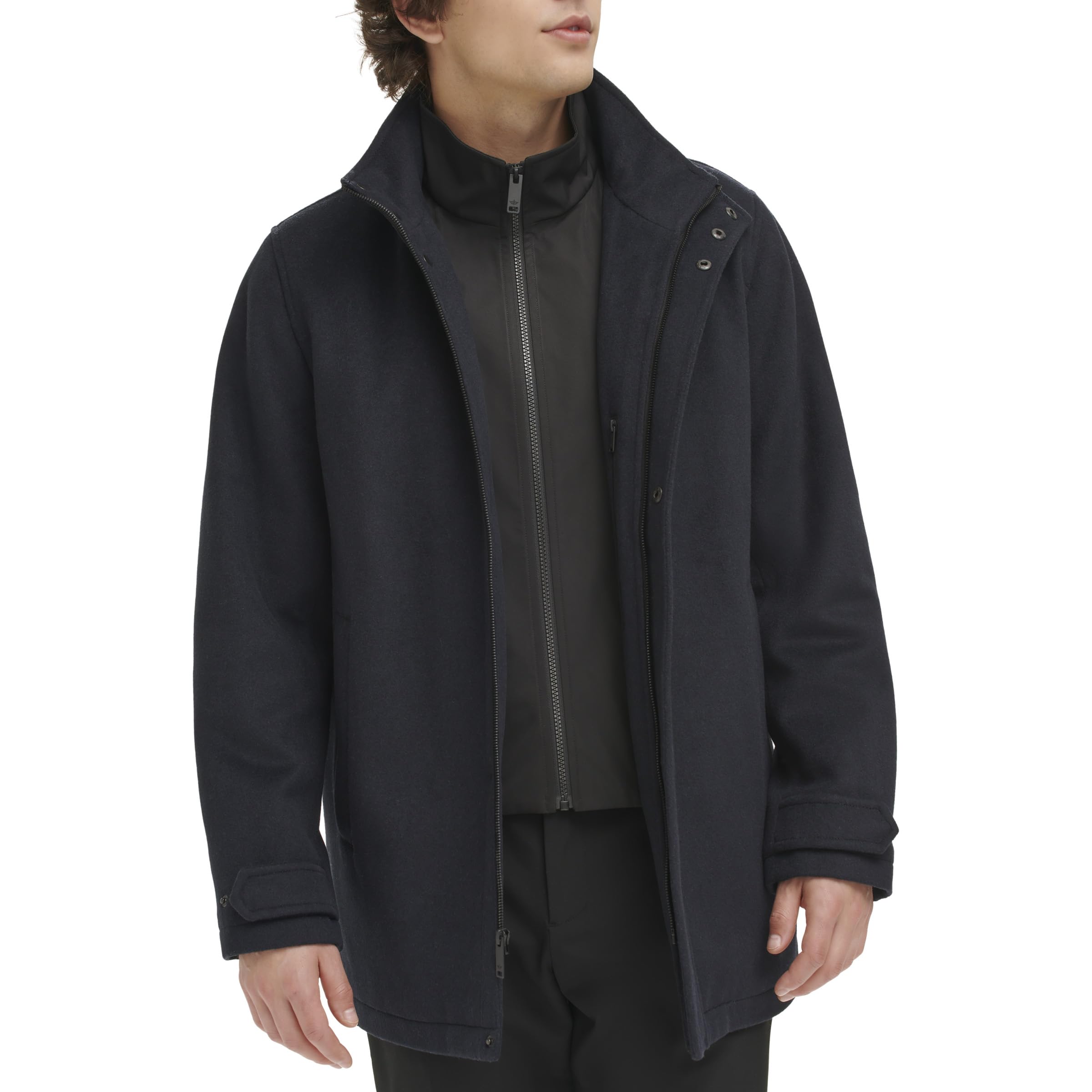 DOCKERS Men's Wool Melton Duffle Coat with Two Pockets - Winter Warm Overcoat for Casual & Business Wear - Perfect for Office, Travel and Outdoor Activities