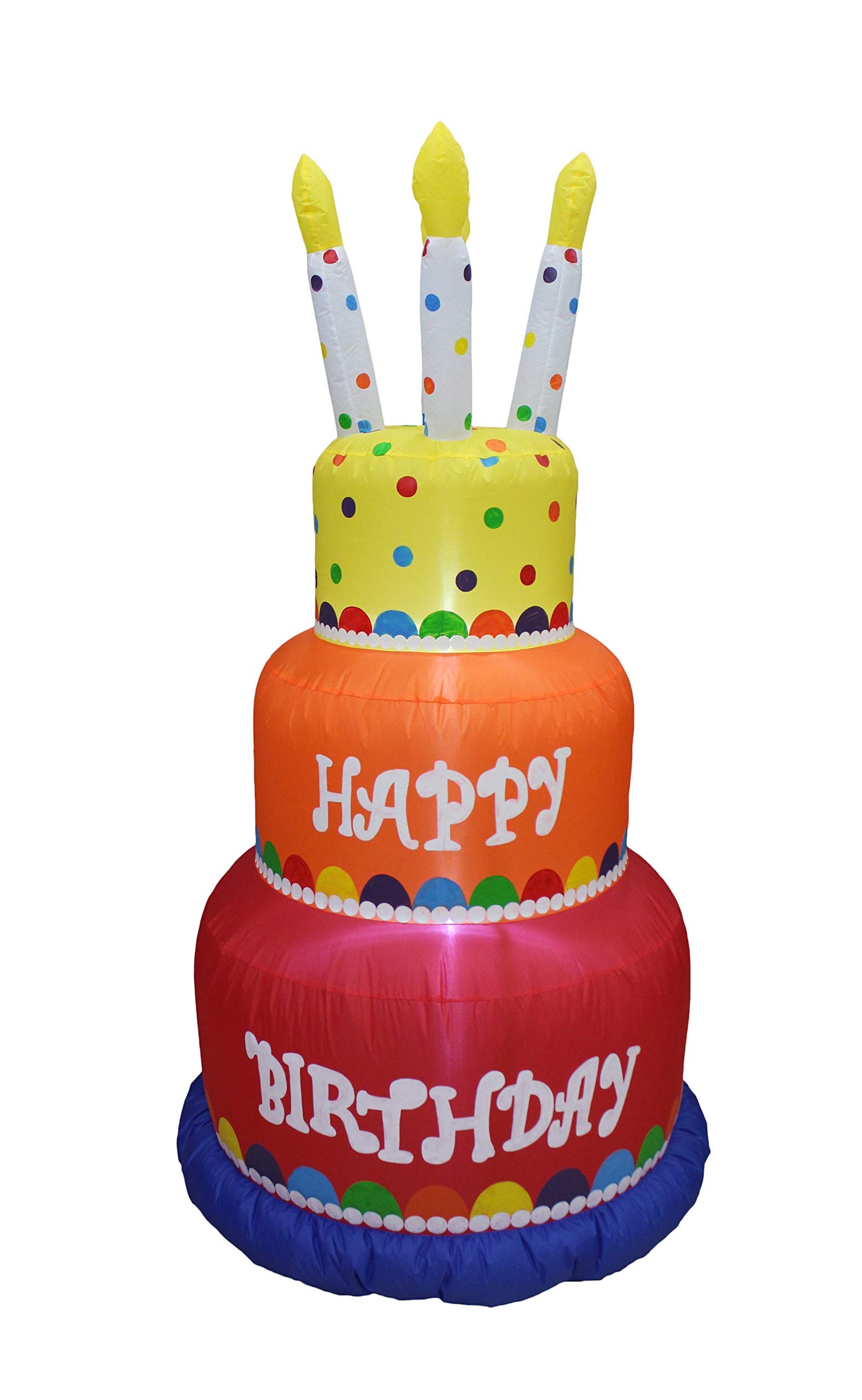 8ft Lighted Christmas Inflatable Santa Claus & Snowman Archway with Bow + 6ft Happy Birthday Cake with Candles - Holiday & Party Decor Bundle for Indoor/Outdoor Christmas Decorations, Birthday Celebrations, and Festive Events