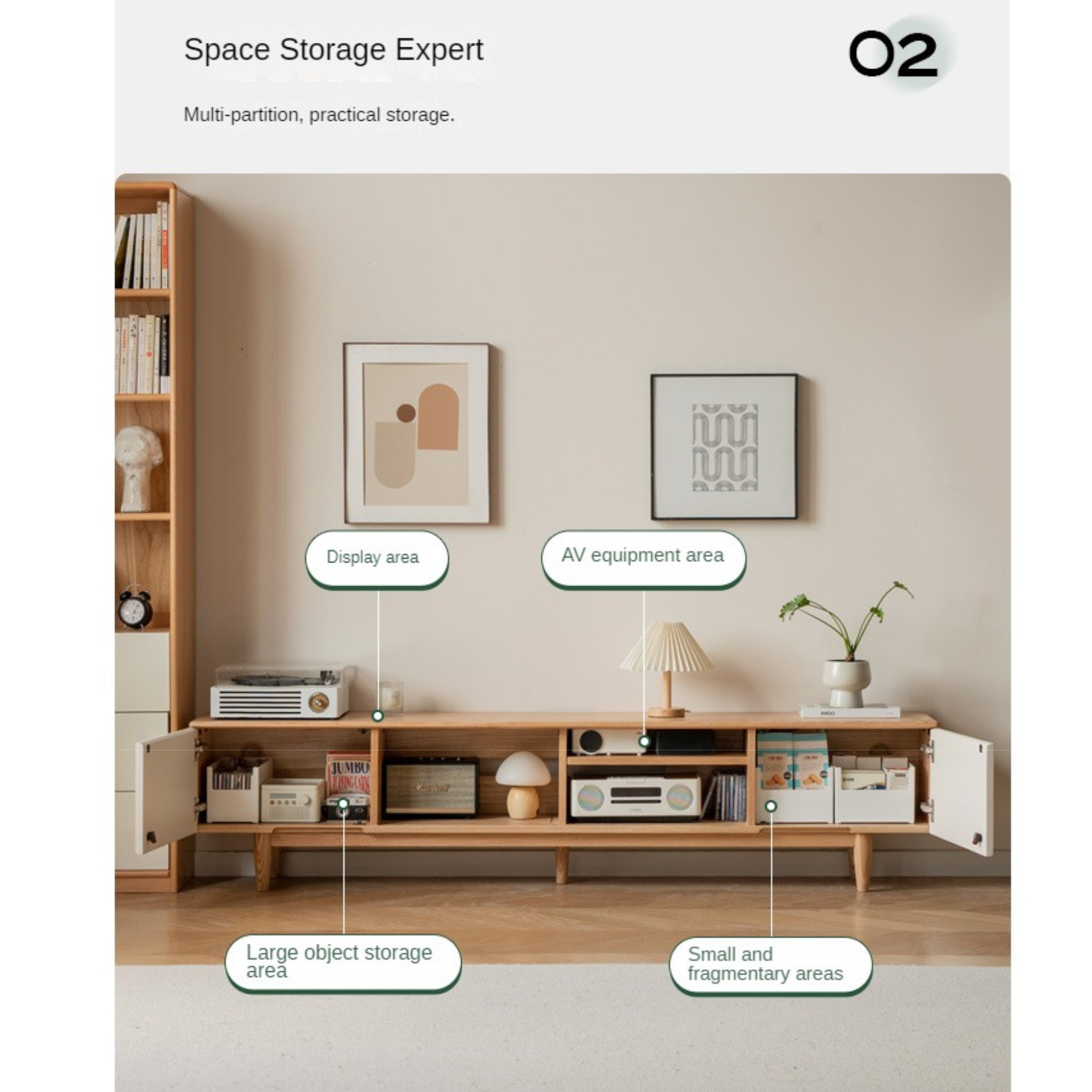 Modern Oak Solid Wood TV Stand with Storage - Stylish Entertainment Center for Living Room, Bedroom & Home Theater