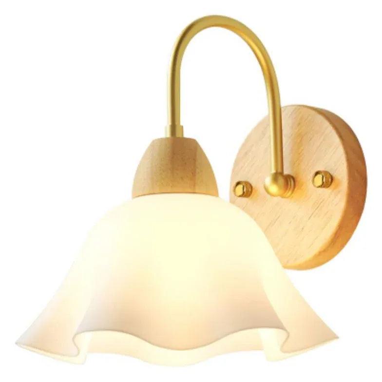 Modern Wooden Flower Glass Wall Lights - Elegant Home Decor for Living Room, Bedroom & Dining Area