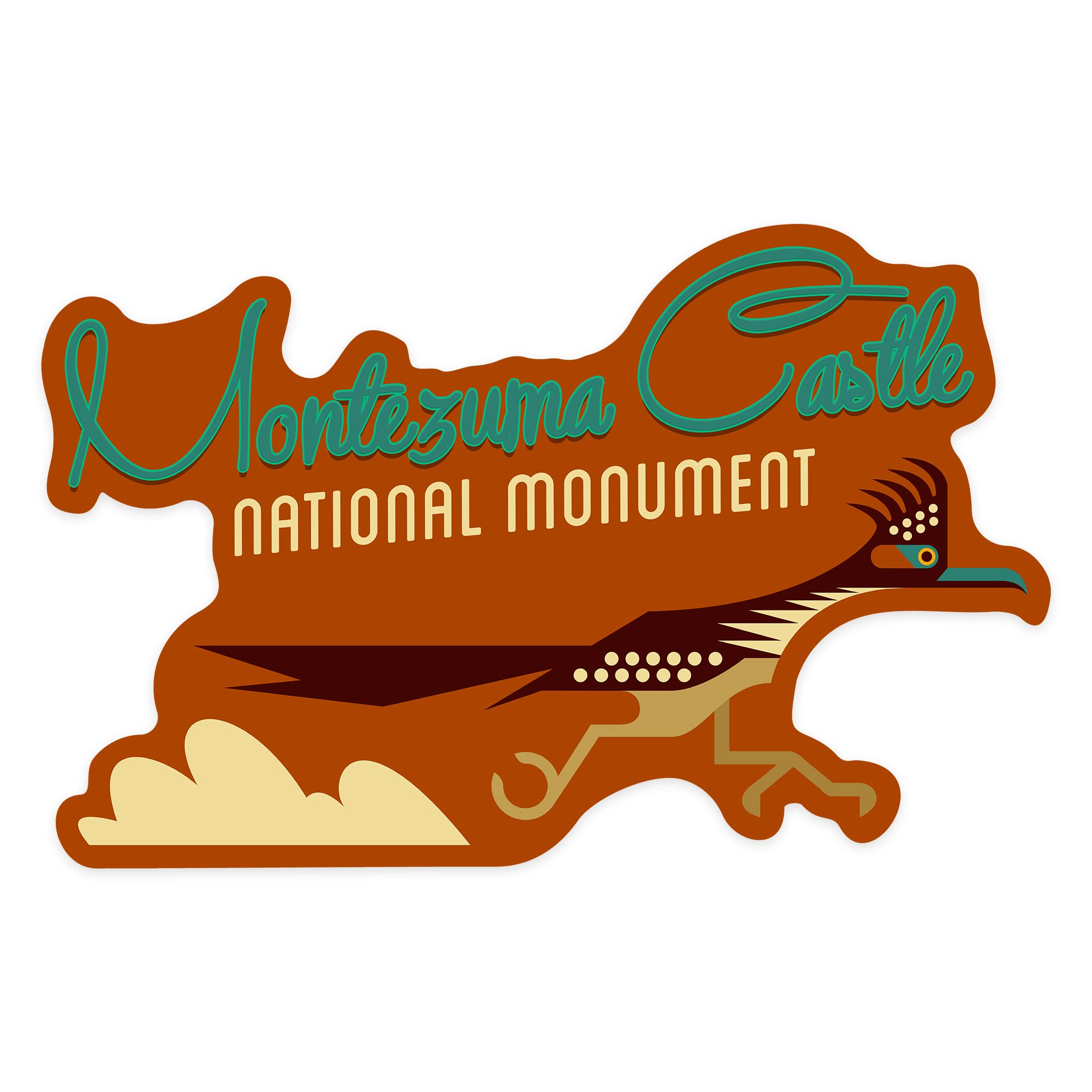 Montezuma Castle National Monument Arizona Road Runner Geo Contour Vinyl Die-Cut Sticker 1-3 Inch - Waterproof Decal for Cars, Water Bottles, Laptops, Coolers - Perfect for Outdoor Adventures, Travel Gear & Personalizing Devices