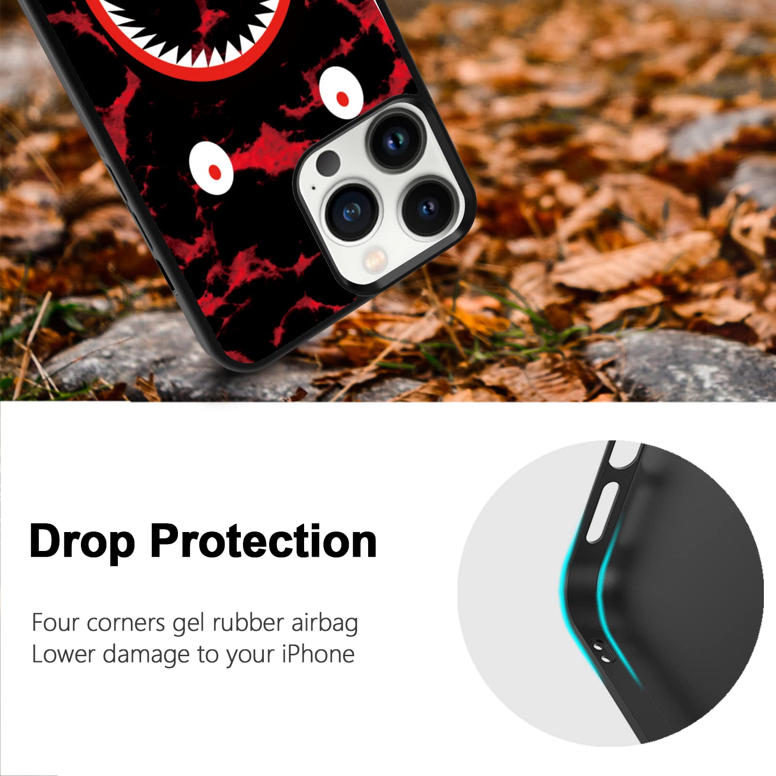 FANXI Marble Shockproof Protective Phone Case for iPhone 13 Pro Max (6.7 Inch) - Trendy Bape Design Cute Cool Cover for Men Women Boys Girls (Red/Black) | Perfect for Daily Use, Travel & Gift Giving