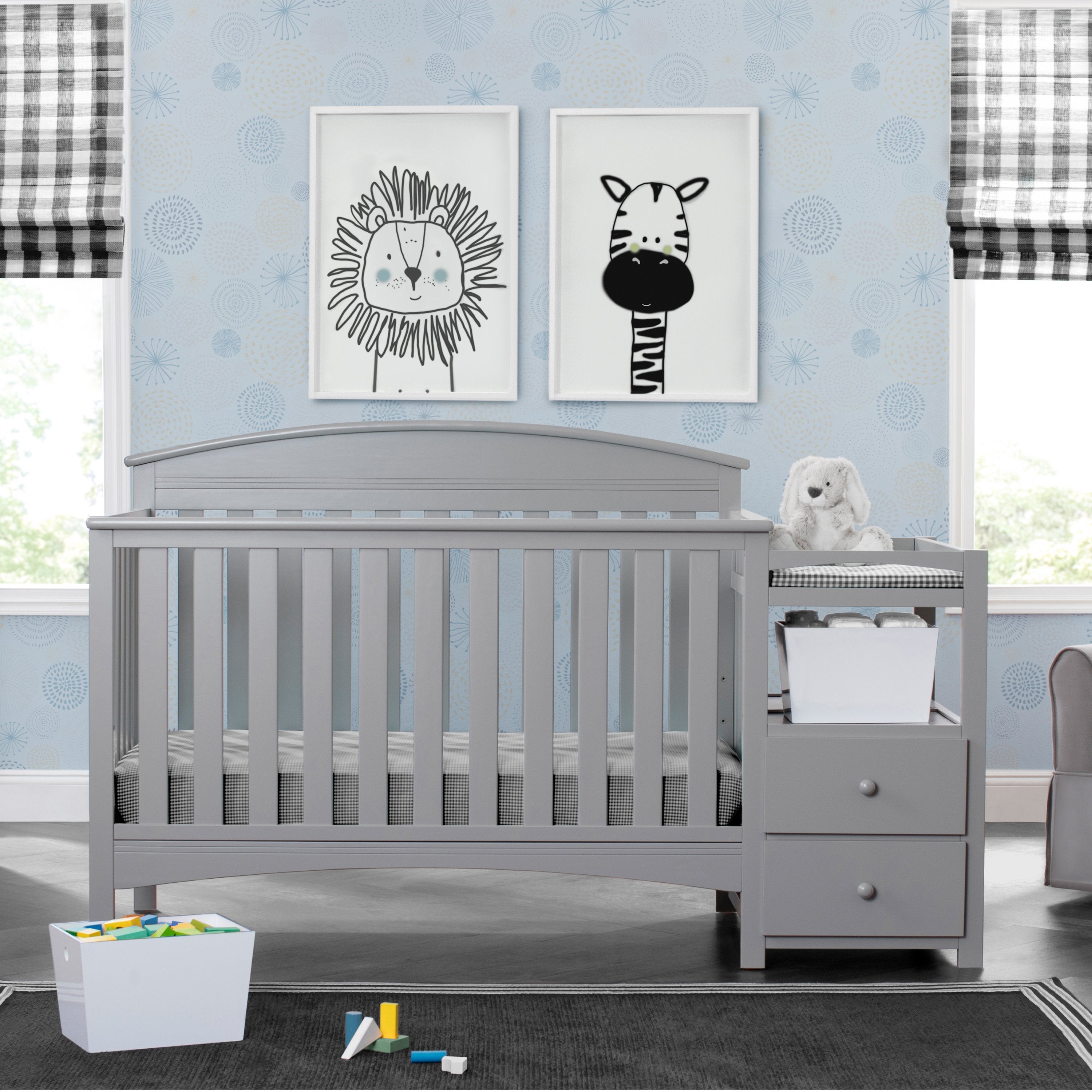 Abby Convertible Baby Crib with Changing Table - 3-in-1 Nursery Furniture for Newborns & Toddlers - Perfect for Small Spaces & Modern Nurseries