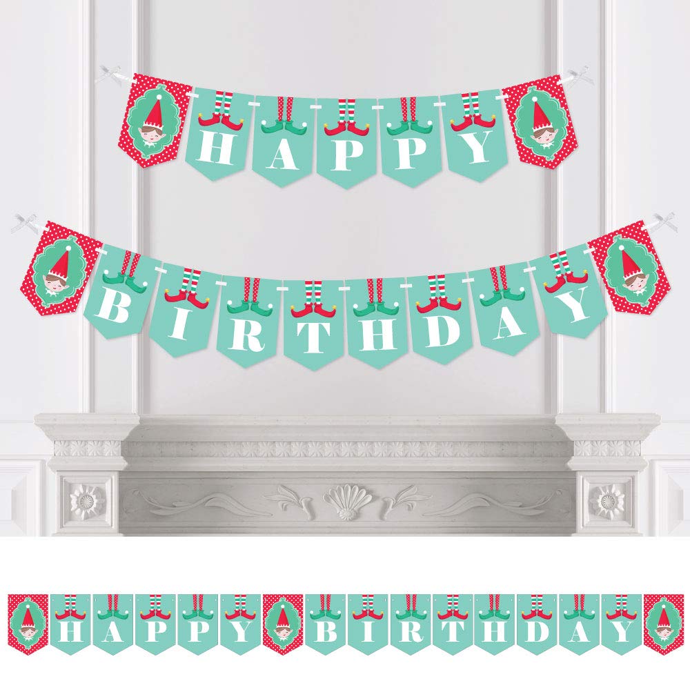 Elf Squad Birthday Bunting Banner for Kids - Fun Elf-Themed Party Decorations - Happy Birthday Banner - Perfect for Christmas Parties, Elf on the Shelf Events & Kids Birthday Celebrations