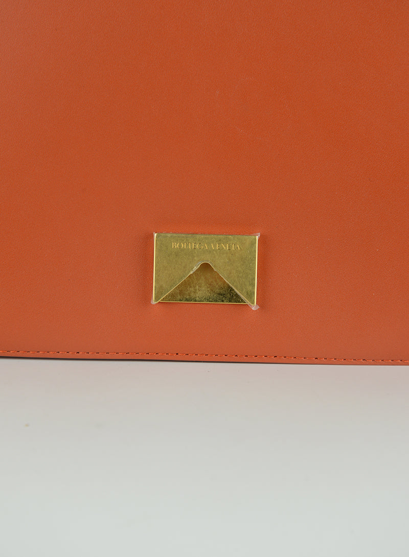 Bottega Veneta Orange Leather Envelope Bag - Luxury Crossbody Purse for Women, Perfect for Work, Travel & Evening Events
