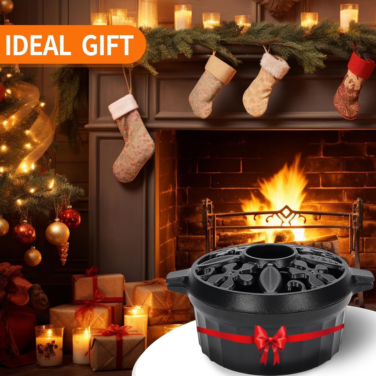 STBoo Wood Stove Steamer - 2.7 Quart Cast Iron Humidifier for Fireplace | Rust-Resistant Matte Black Finish | Indoor Heating Pot & Decorative Stove Cover Accessory | Perfect for Cozy Winter Nights, Cabin Heating & Home Decor