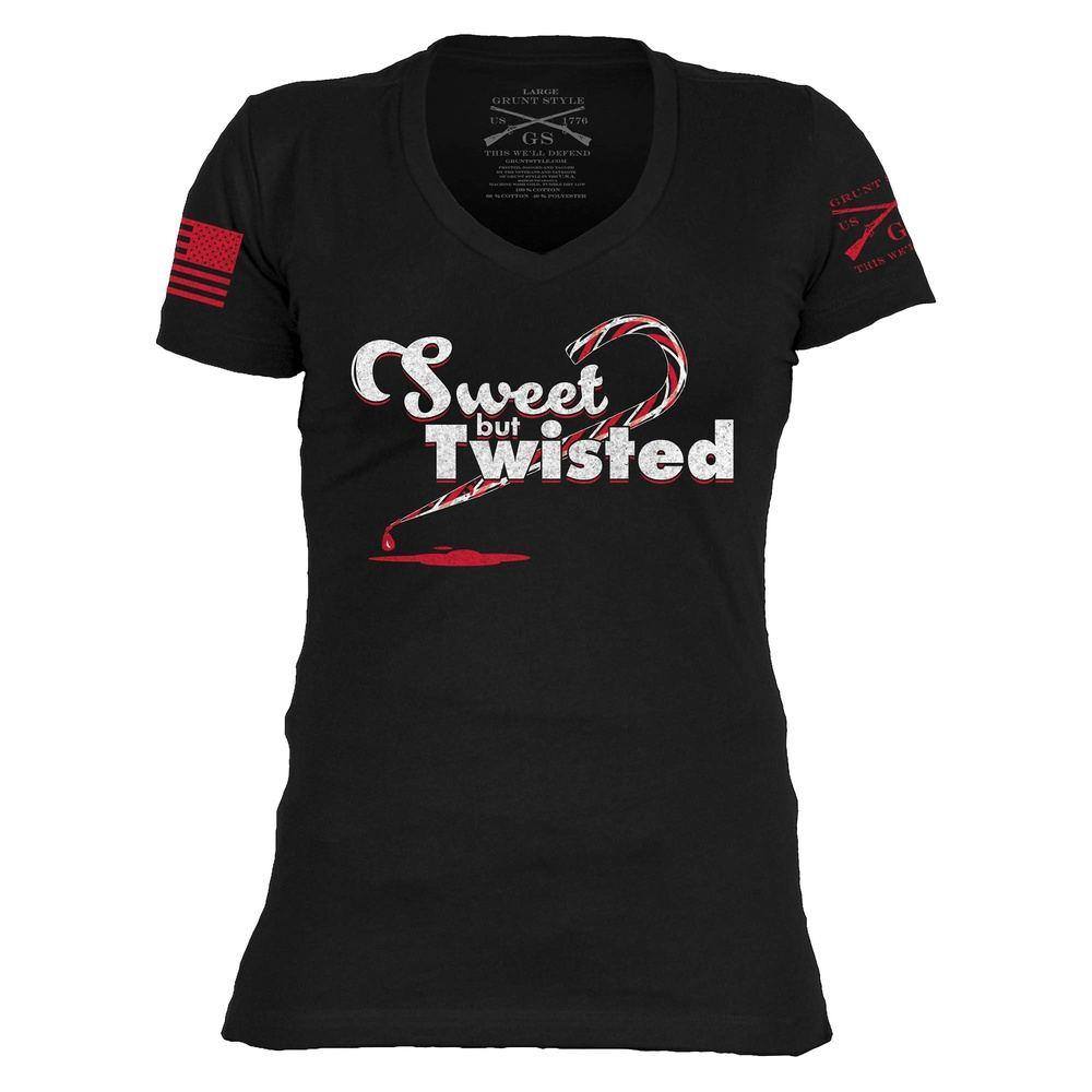 Sweet but Twisted V-Neck T-Shirt for Women - Black | Casual & Edgy Style for Everyday Wear