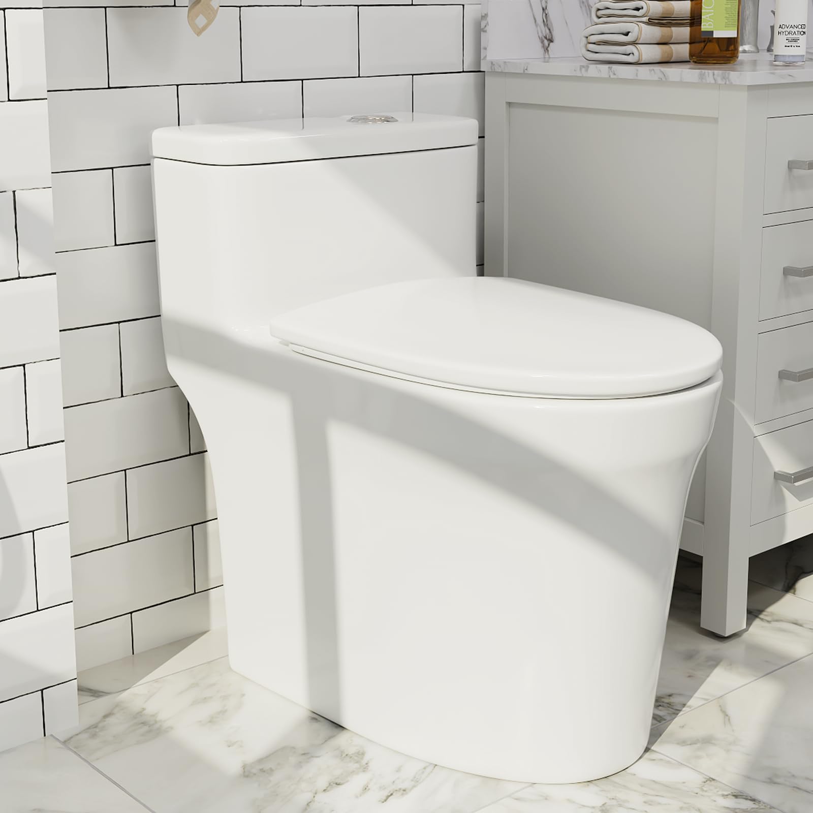 Dual Flush One Piece Toilet - 17.7