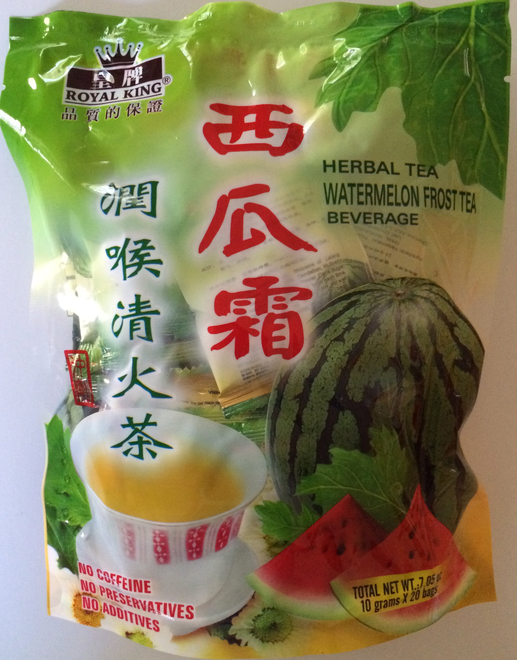 Watermelon Frost Herbal Tea - 10g X 20 Tea Bags | Soothing Throat Relief & Cooling Drink for Summer, Cough, Sore Throat
