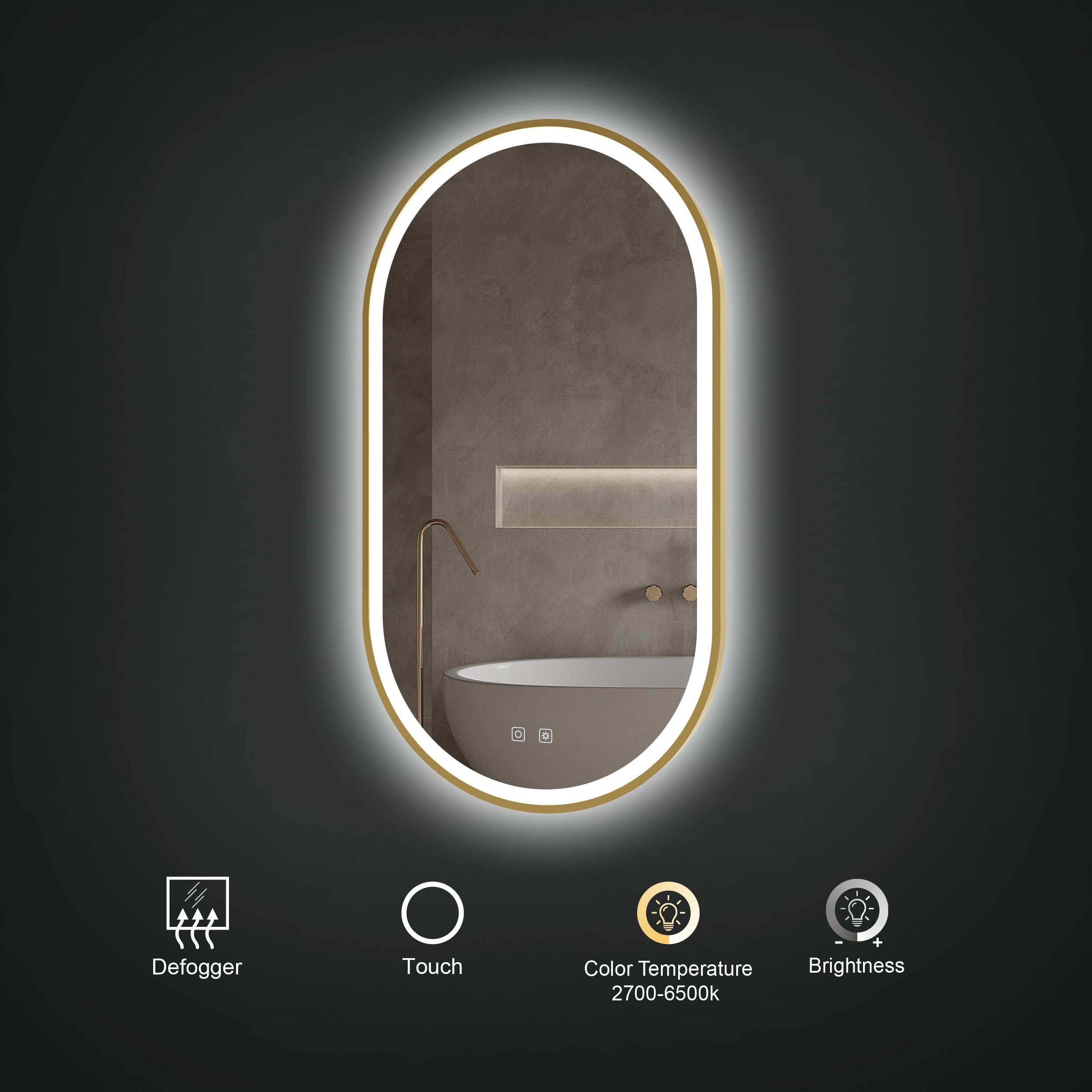 ICO Kiara LED Mirror - Vanity Makeup Mirror with Touch Control & Adjustable Brightness for Home, Salon, and Professional Makeup Artists