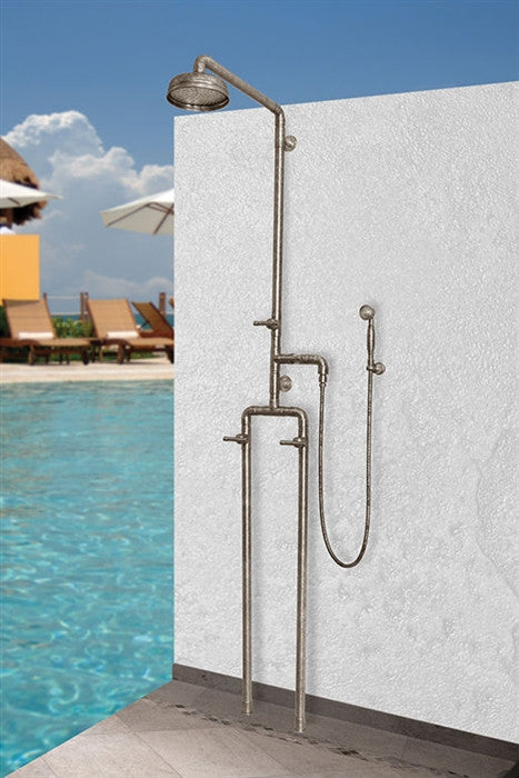Premium Floor Mount Exposed Shower System with Rainfall Showerhead & Handheld Shower - Perfect for Modern Bathroom Renovations and Spa-Like Shower Experiences