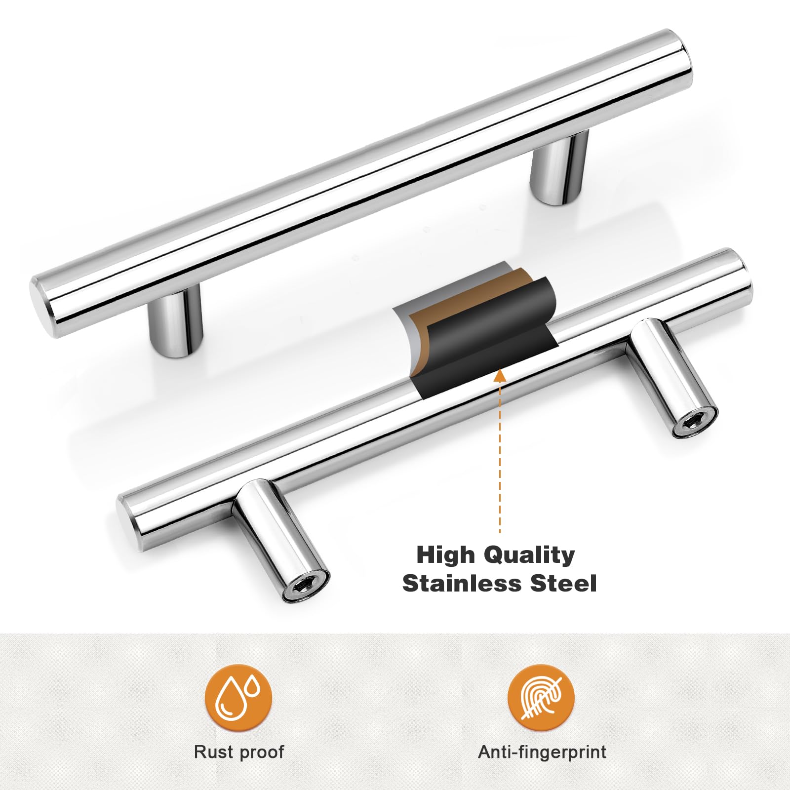 Polished Chrome Cabinet Handles 15 Pack - 3.5