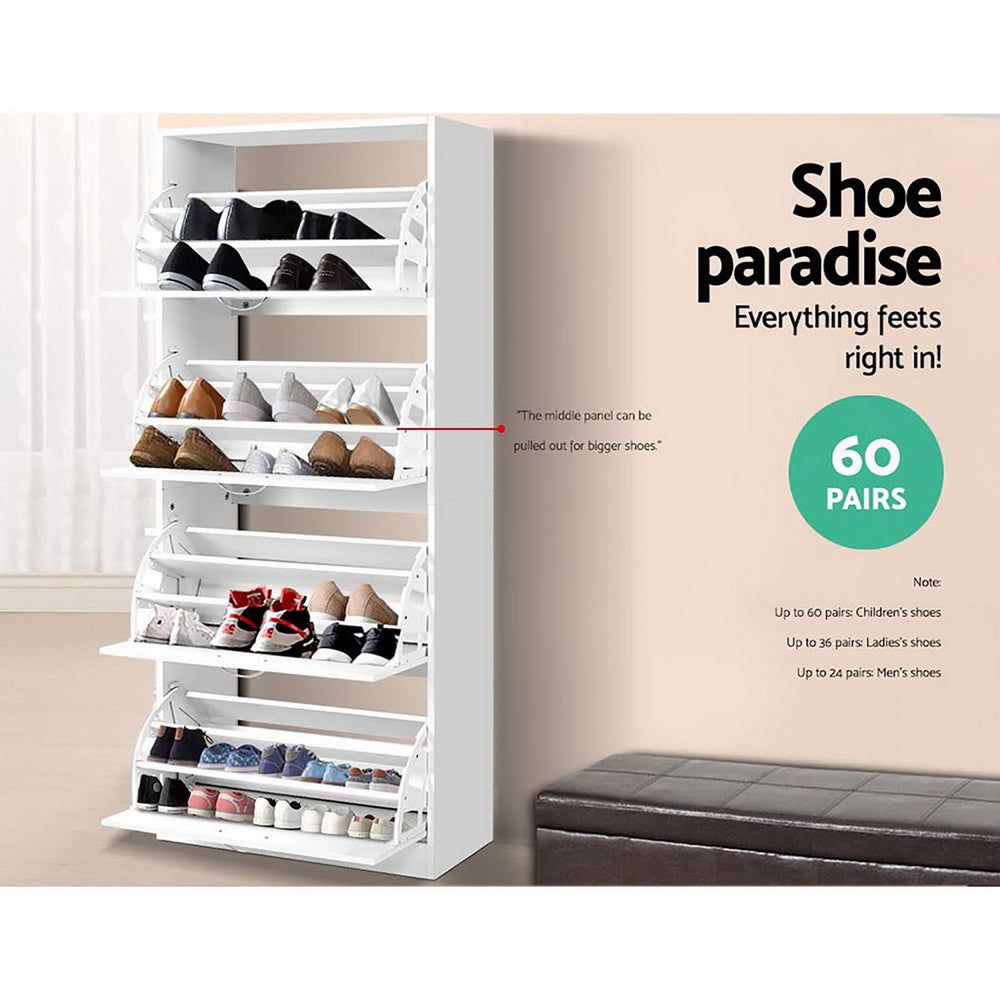 60 Pair Shoe Storage Cabinet - Space Saving Shoe Rack Organizer with Drawers for Closet, Entryway & Bedroom Organization