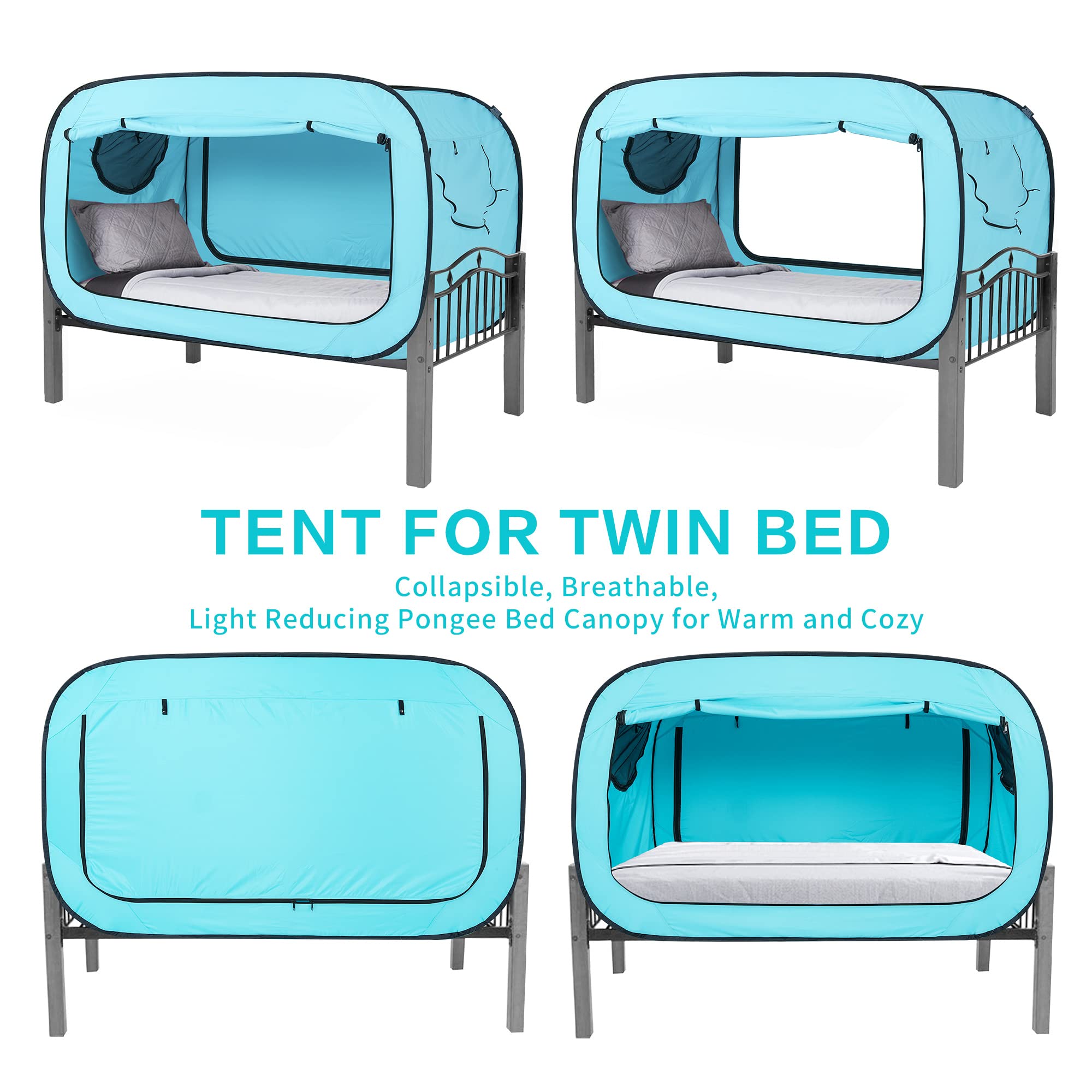 **Portable Bed Tent Canopy for Kids & Adults - Breathable Indoor Sleeping Tent with 2 Doors - Private Space for Camping, Reading, or Relaxing at Home**