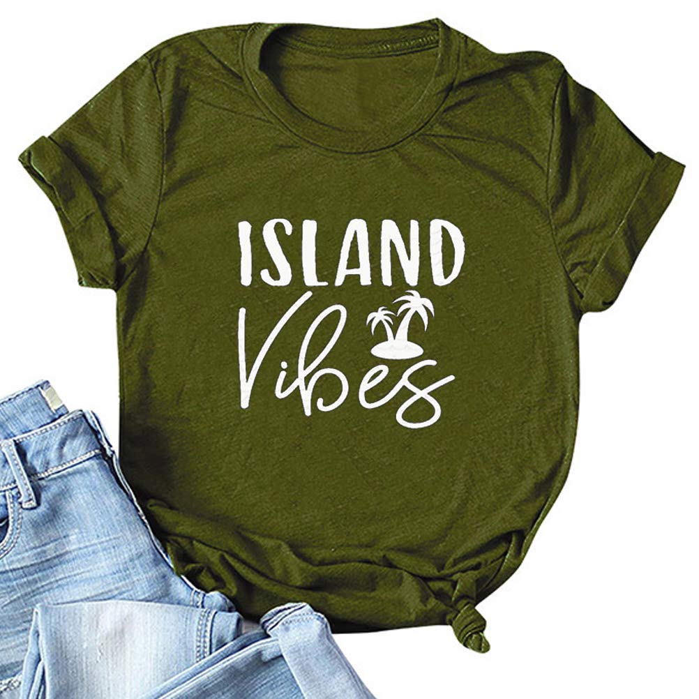 YourTops Women's Island Vibes Graphic T-Shirt - Casual Summer Beach Vacation Tee for Women