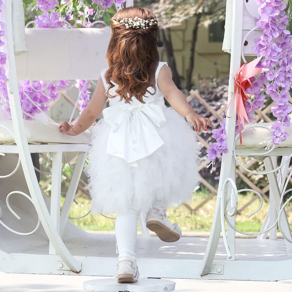 Cilucu Toddler Girls Tutu Dress - Vintage Princess Tulle Flower Girl Dress with V Back Bow for Birthday Party & Pageant | Perfect for Weddings, Photoshoots, and Special Occasions