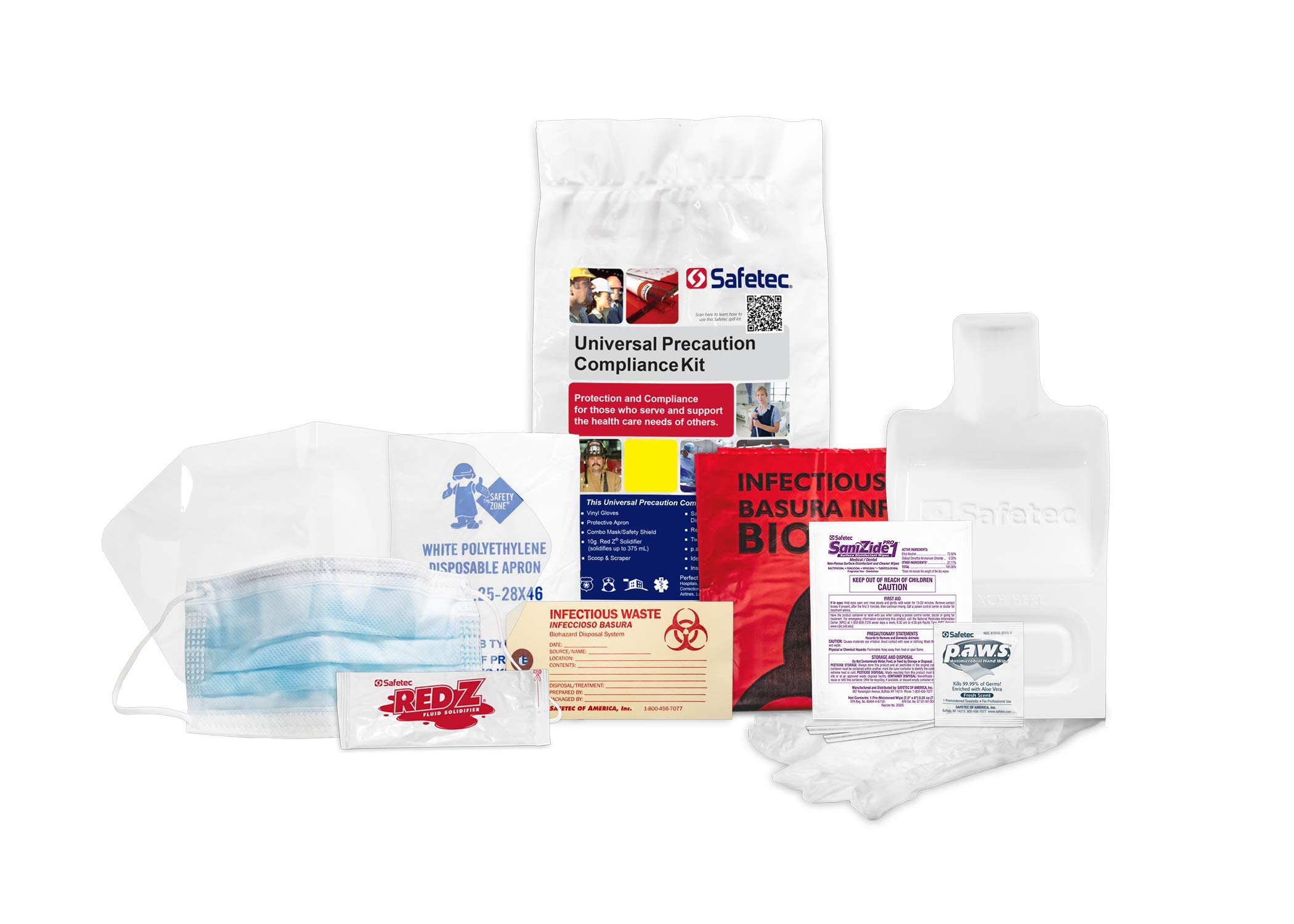 Safetec Universal Precaution Compliance Spill Kit Refill - 24 Poly Bag Kits/Case for OSHA Compliance | Biohazard & Chemical Spill Cleanup in Hospitals, Labs & Workplaces