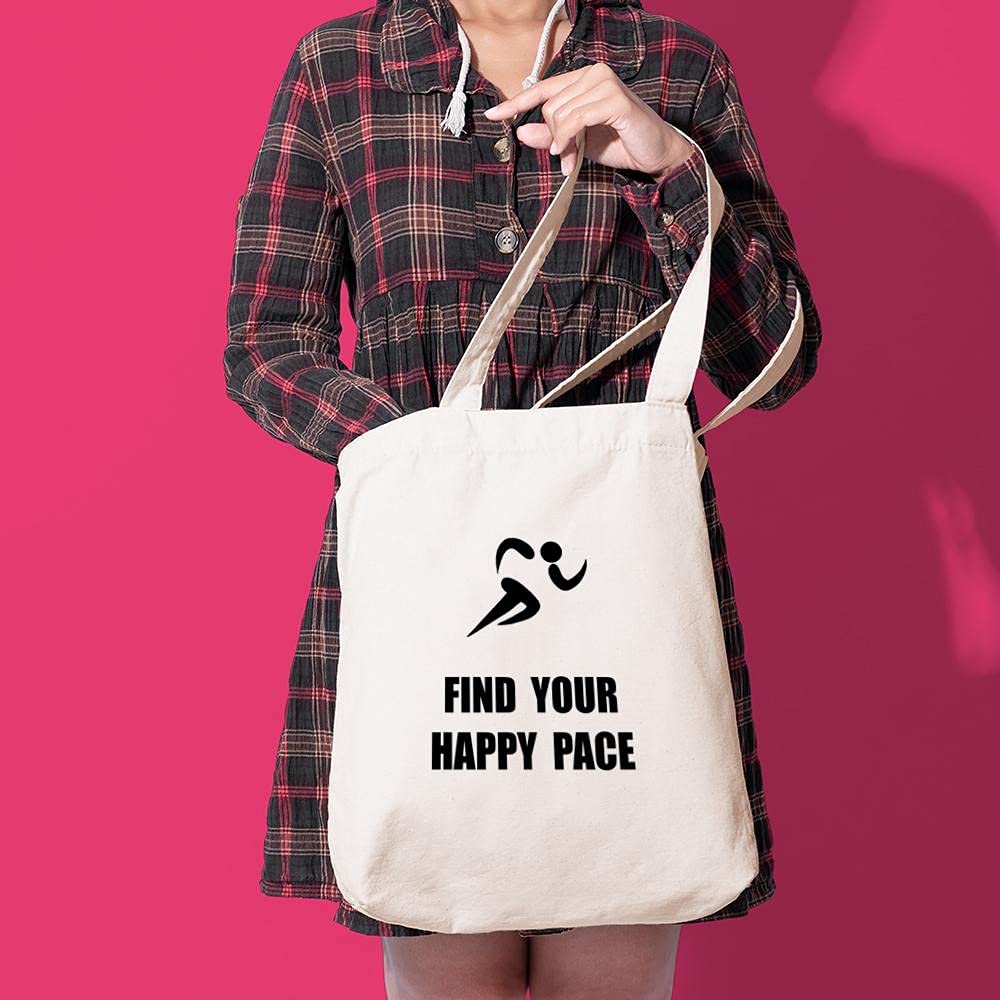 Happy Pace Natural Canvas Tote Bag - Eco-Friendly Reusable Shopping Bag for Groceries, Beach & Daily Use | Durable Cotton Carryall with Roomy Interior