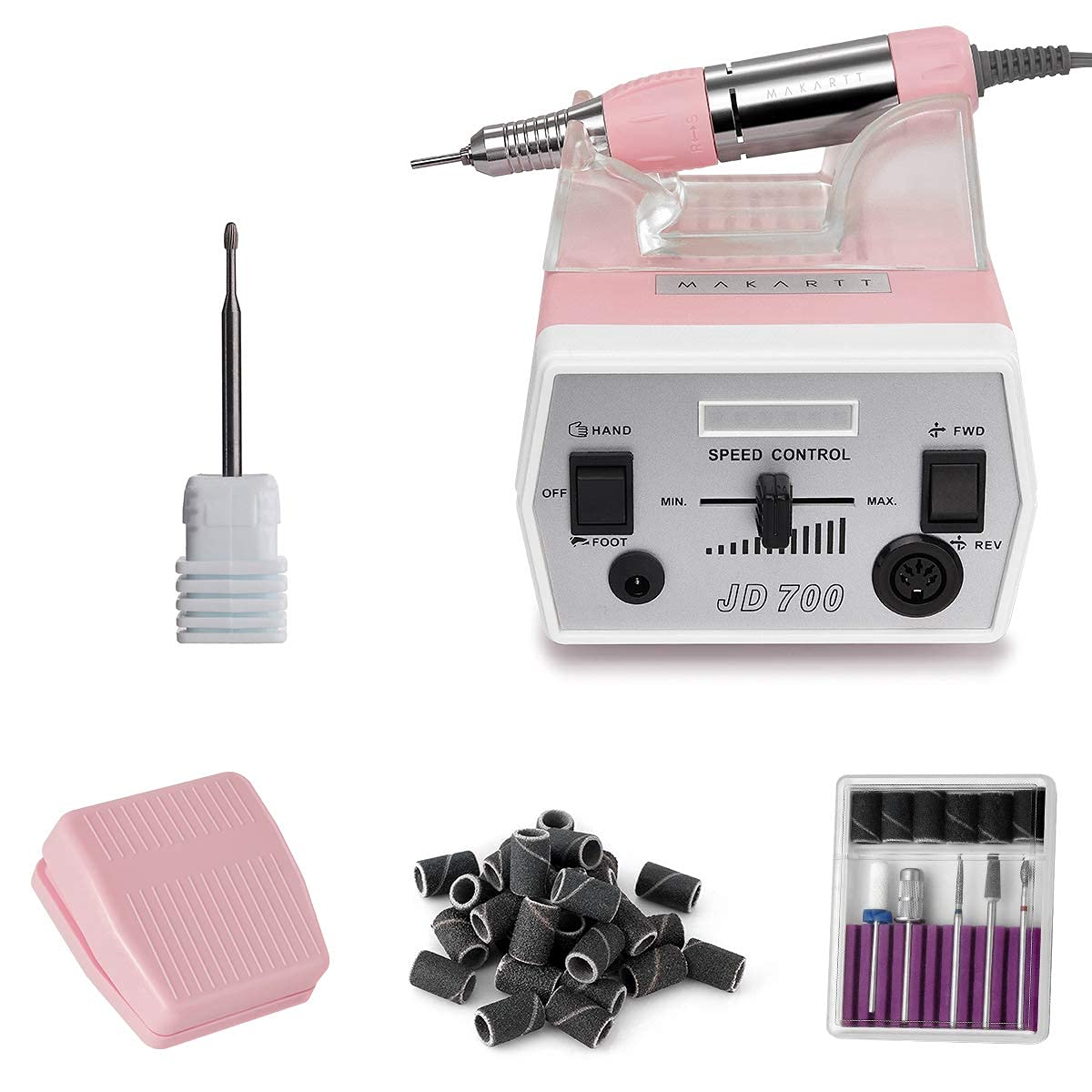 Makartt Geneviere Professional Electric Nail Drill Machine Kit with Safety Nail Drill Bits - Perfect for Salon, Home Manicure & Pedicure, Nail Art Design